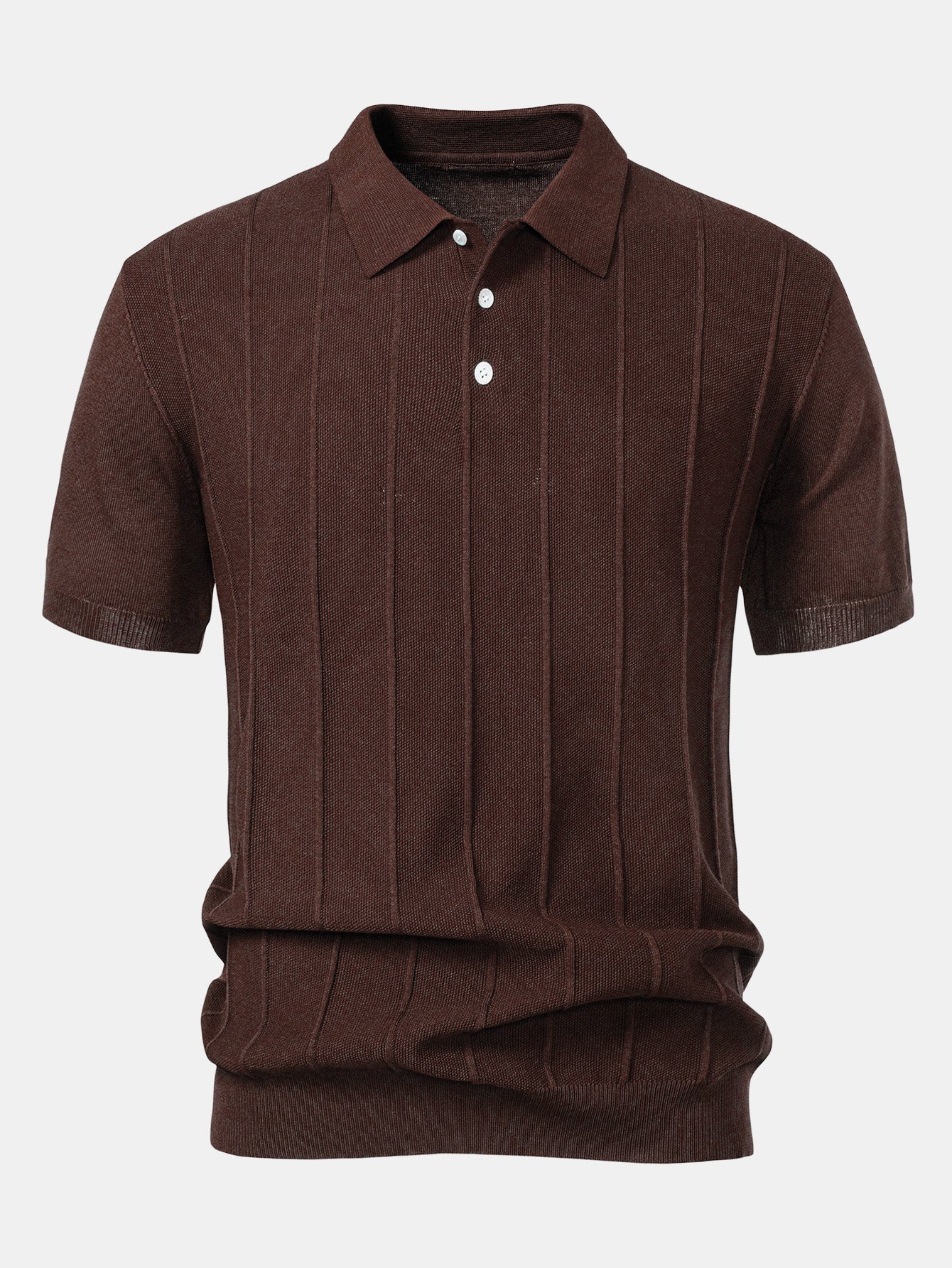 Camisa Polo de Punto Jacquard Stripe y Pantalones de Pierna Recta con Ribete Acanalado