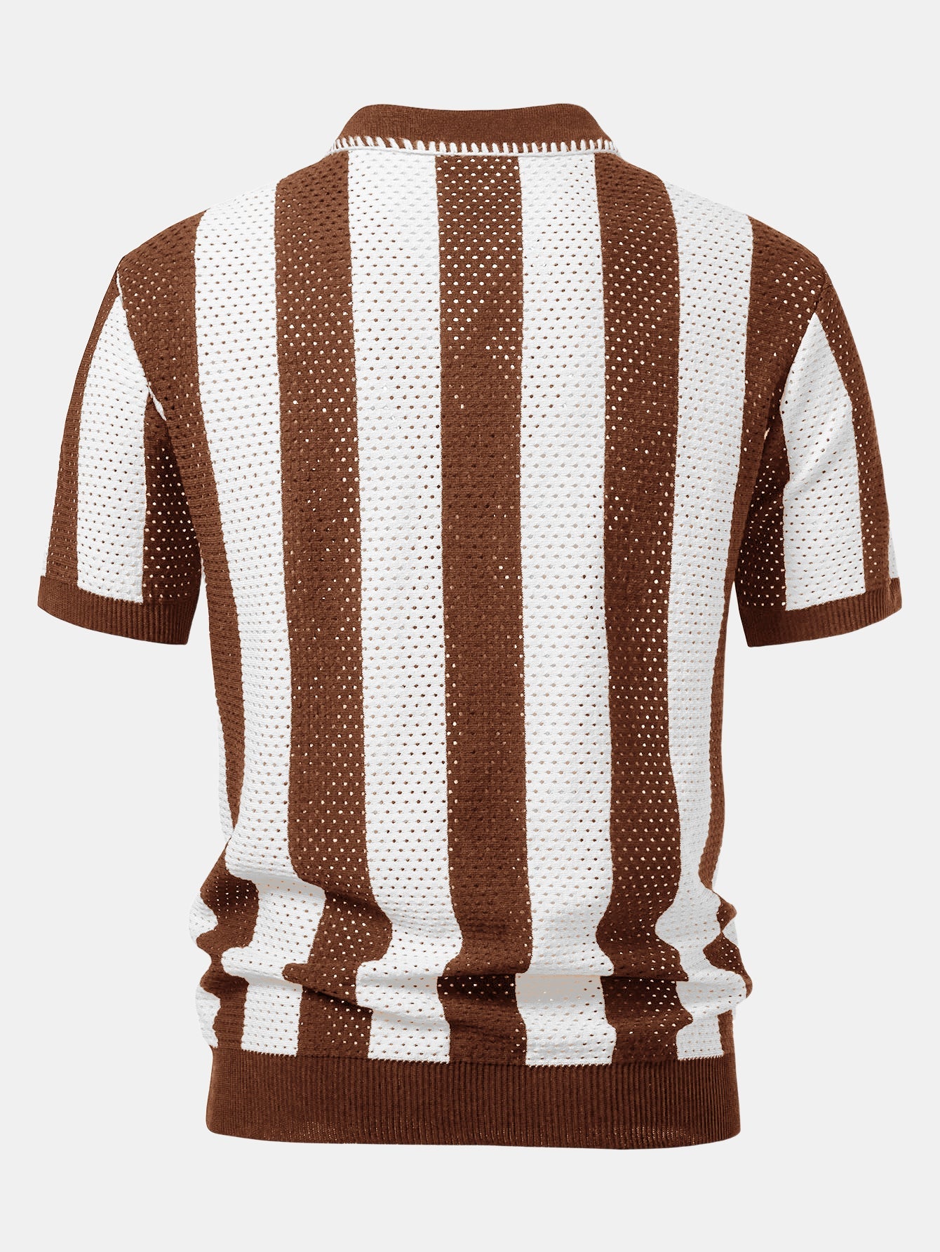 Camisa Polo de punto con ojales a rayas y cremallera