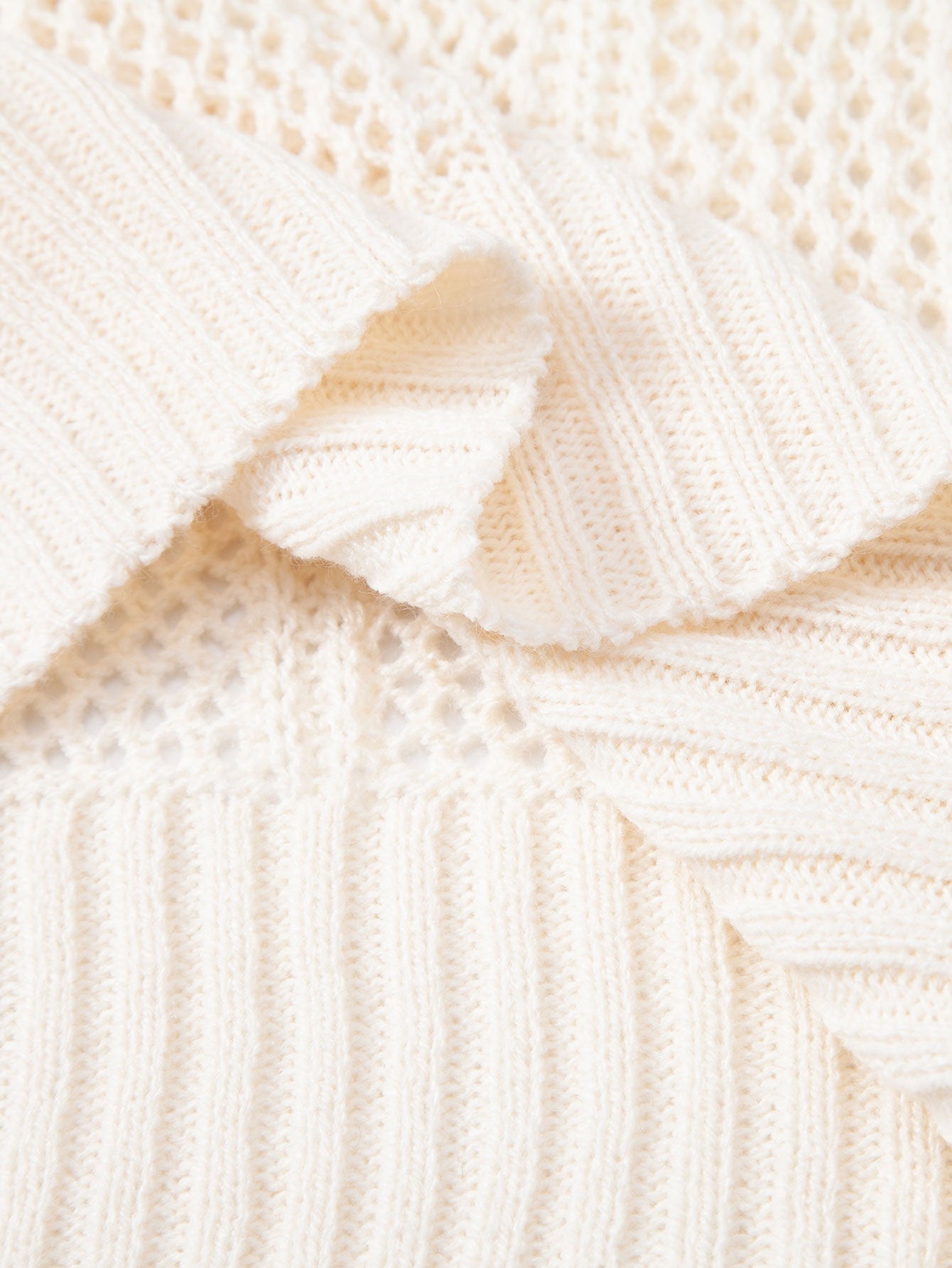 Relax Fit Crochet V Neck Knit Polo & Straight Leg Linen Pants