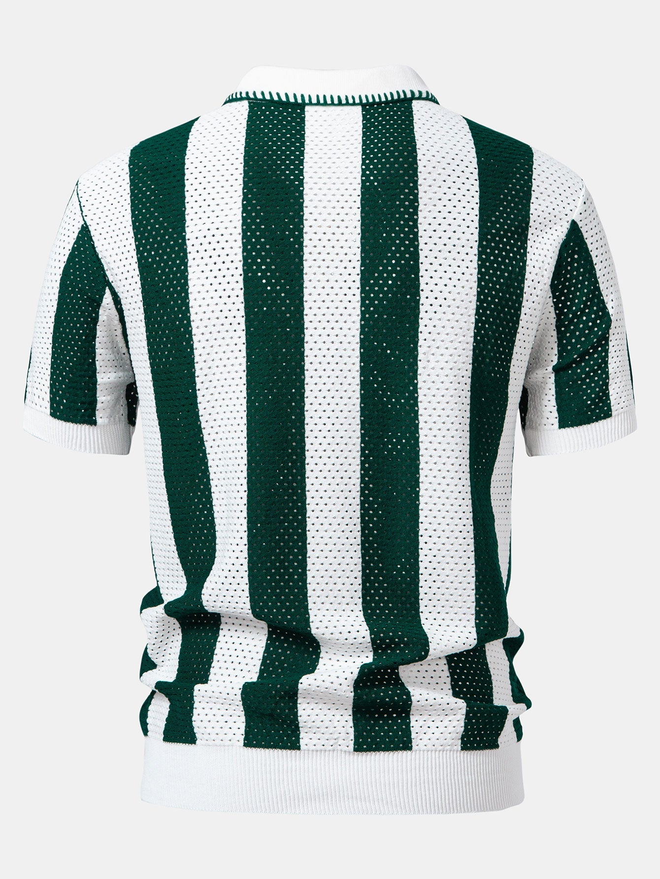 Camisa Polo de punto con ojales a rayas y cremallera