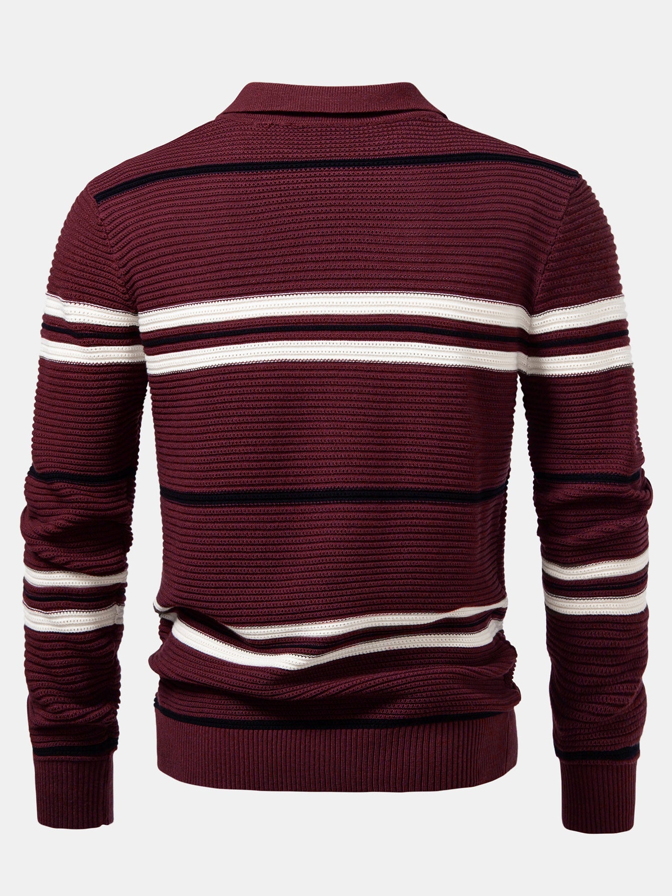 Camisa Polo de Punto Texturizado a Rayas con Cremallera