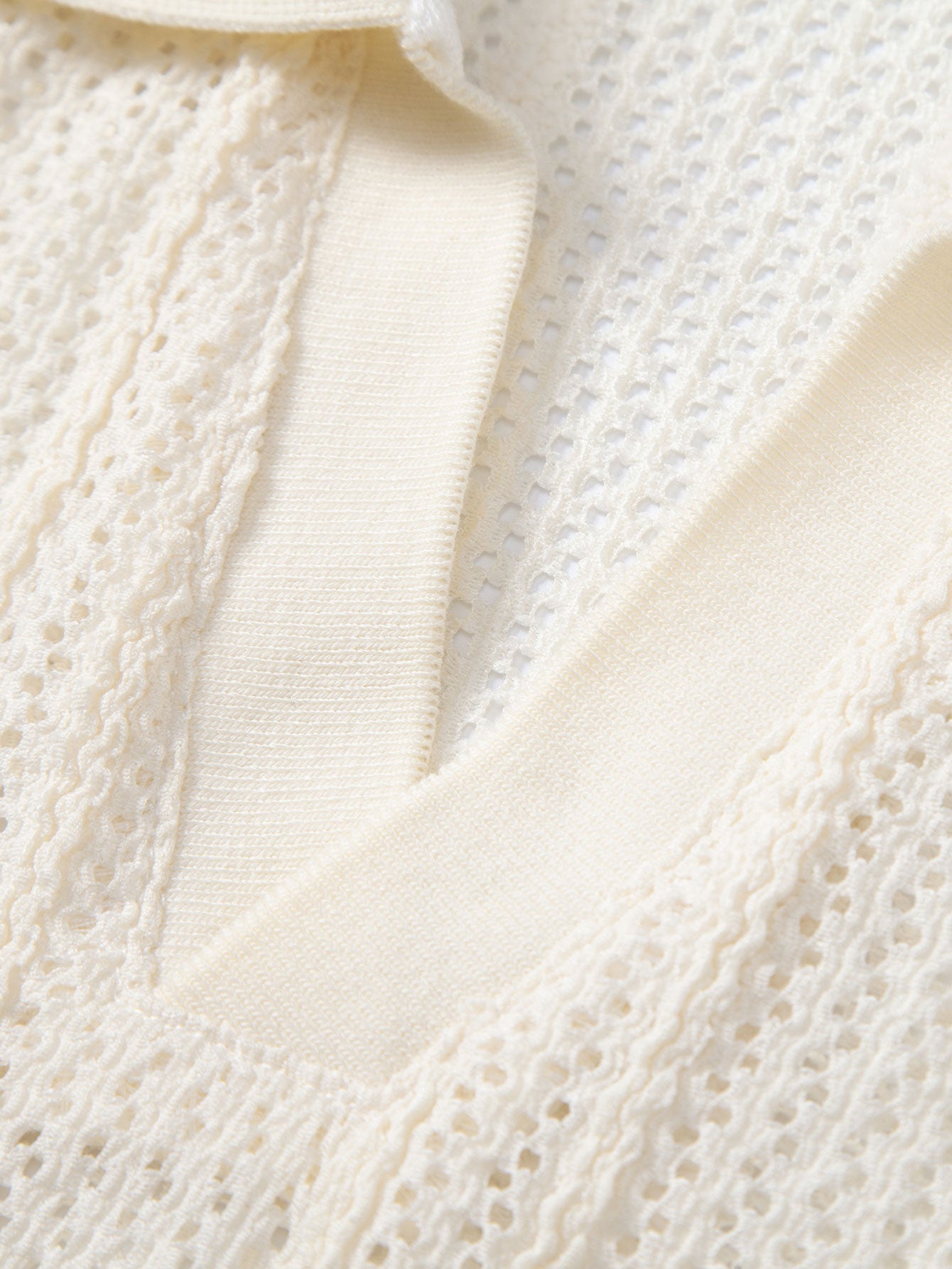 Relax Fit Striped Open Knit Polo