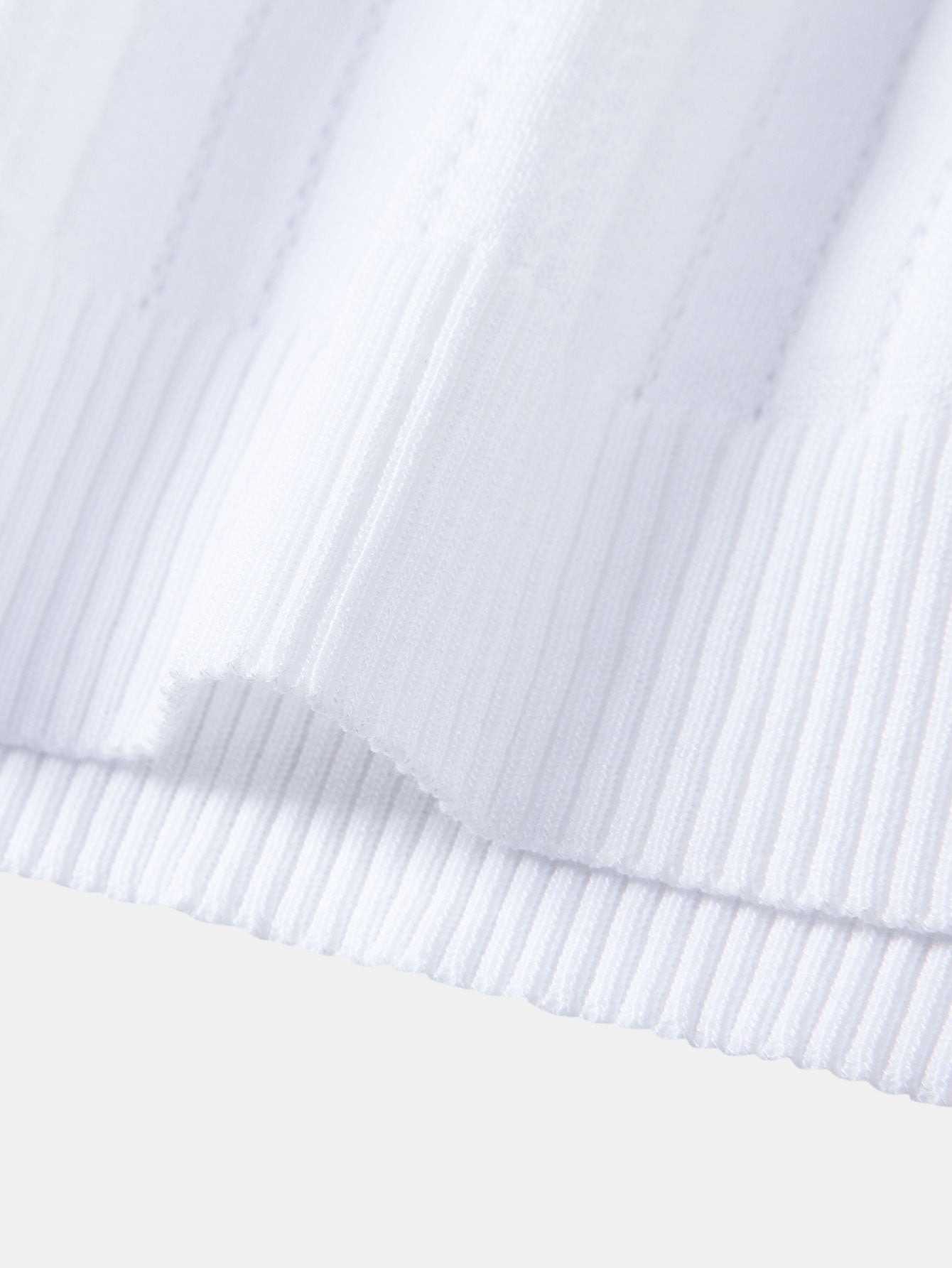Stripe V Neck Open Knit T-Shirt
