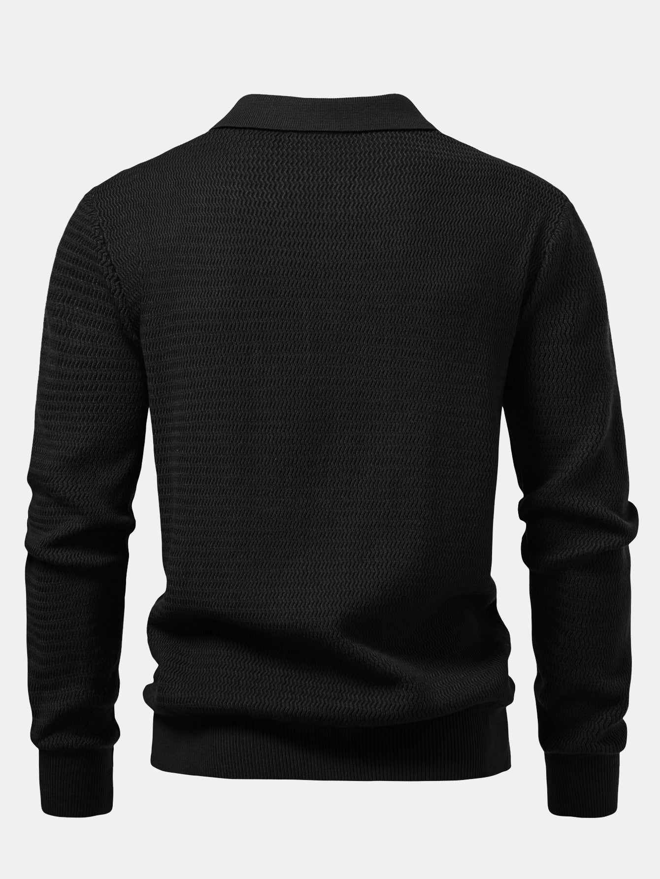 Camisa Polo de punto con cuello en V y jacquard de ondas de manga larga