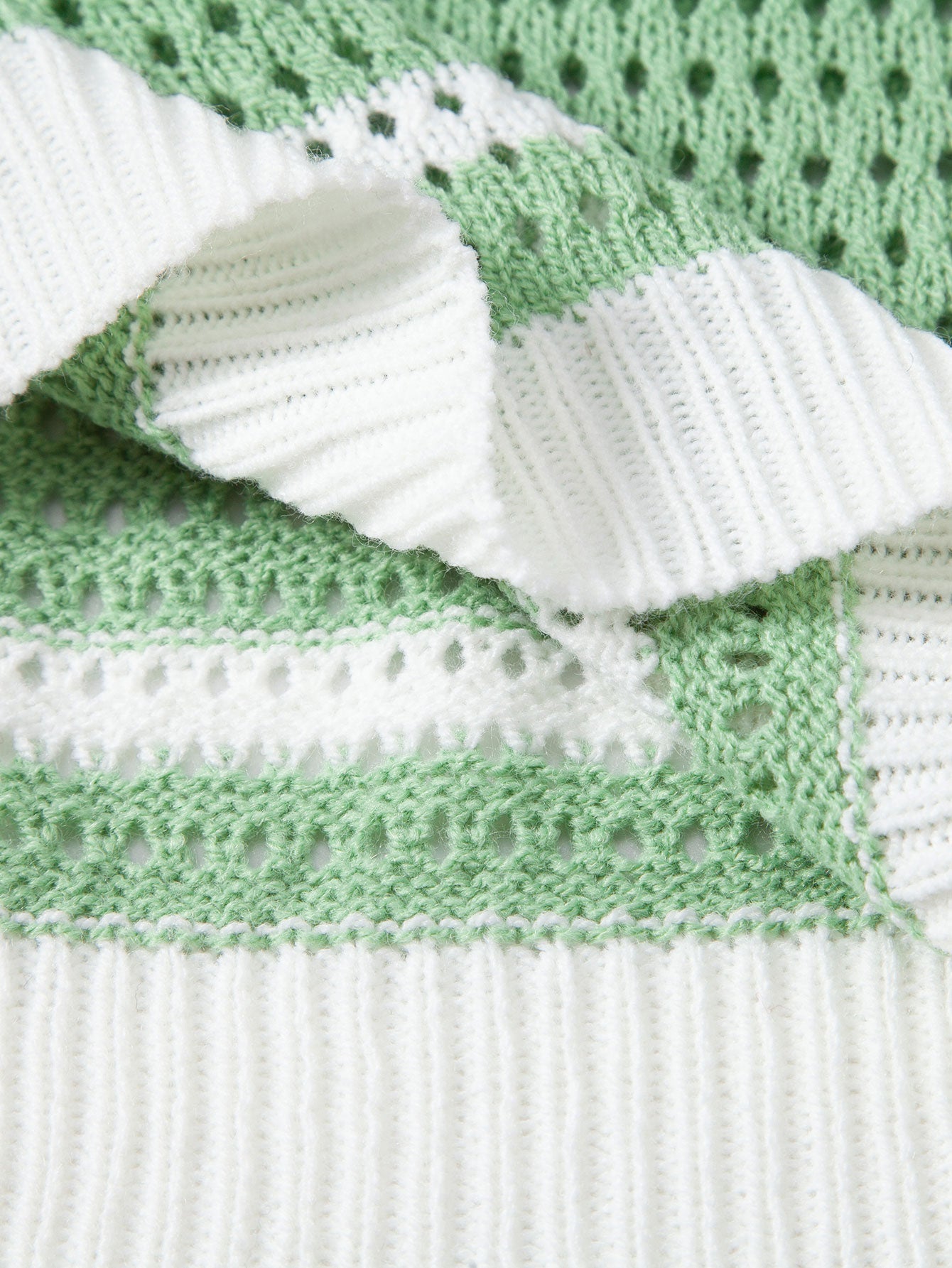 Relax Fit Stripe Crochet Knit T-Shirt