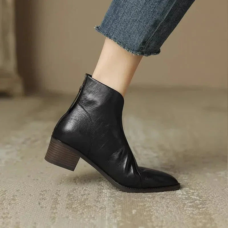 Botines cómodos de piel – Negro