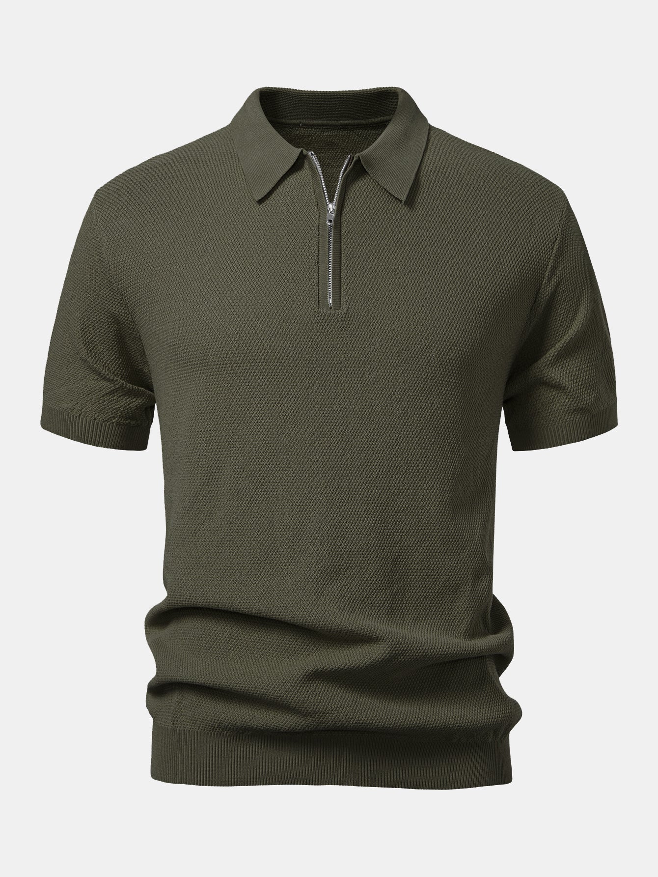 Camisa Polo de punto con cremallera texturizada