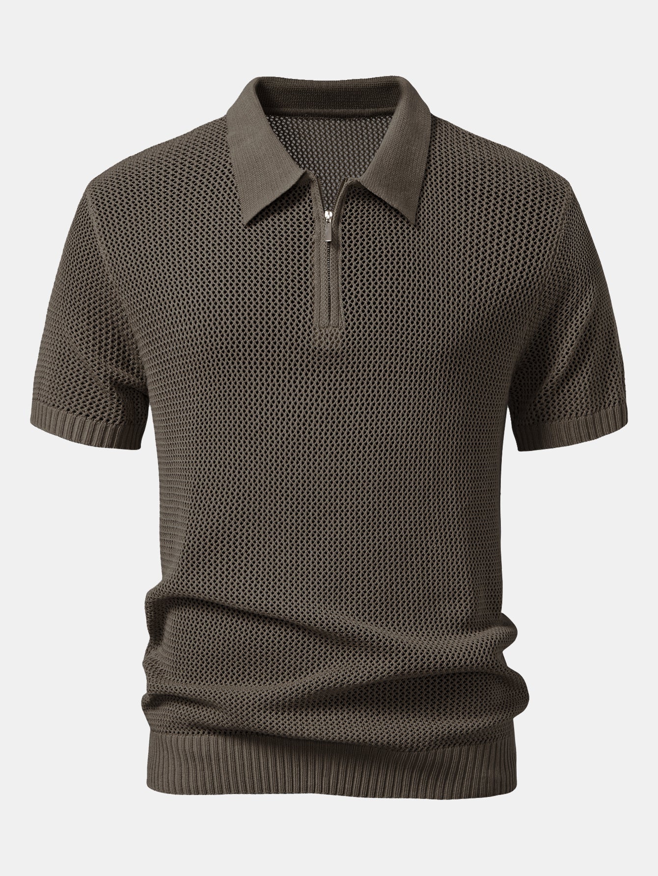 Camisa Polo de punto con cremallera y ojales