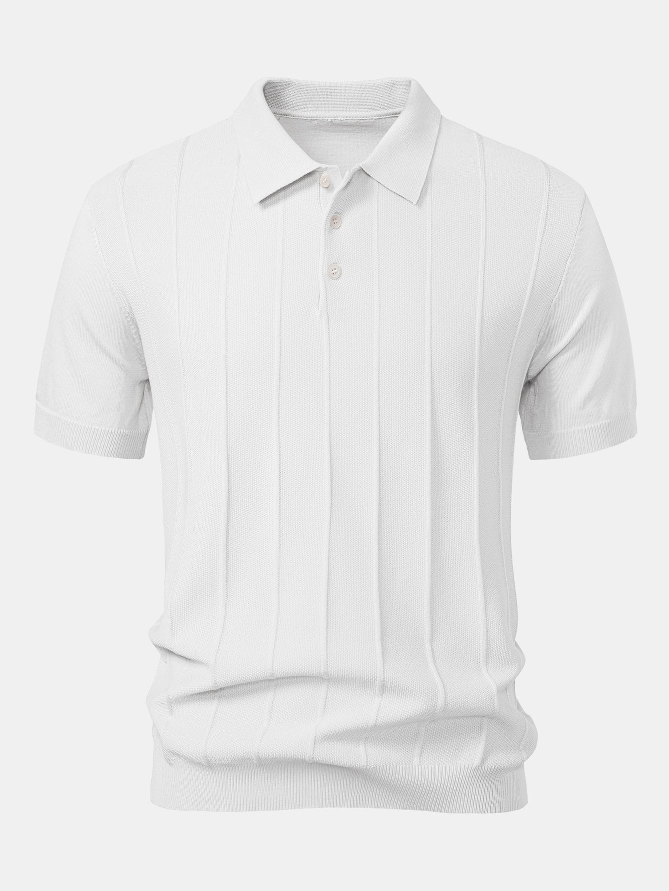Camisa Polo de Punto Jacquard Stripe y Pantalones de Pierna Recta con Ribete Acanalado