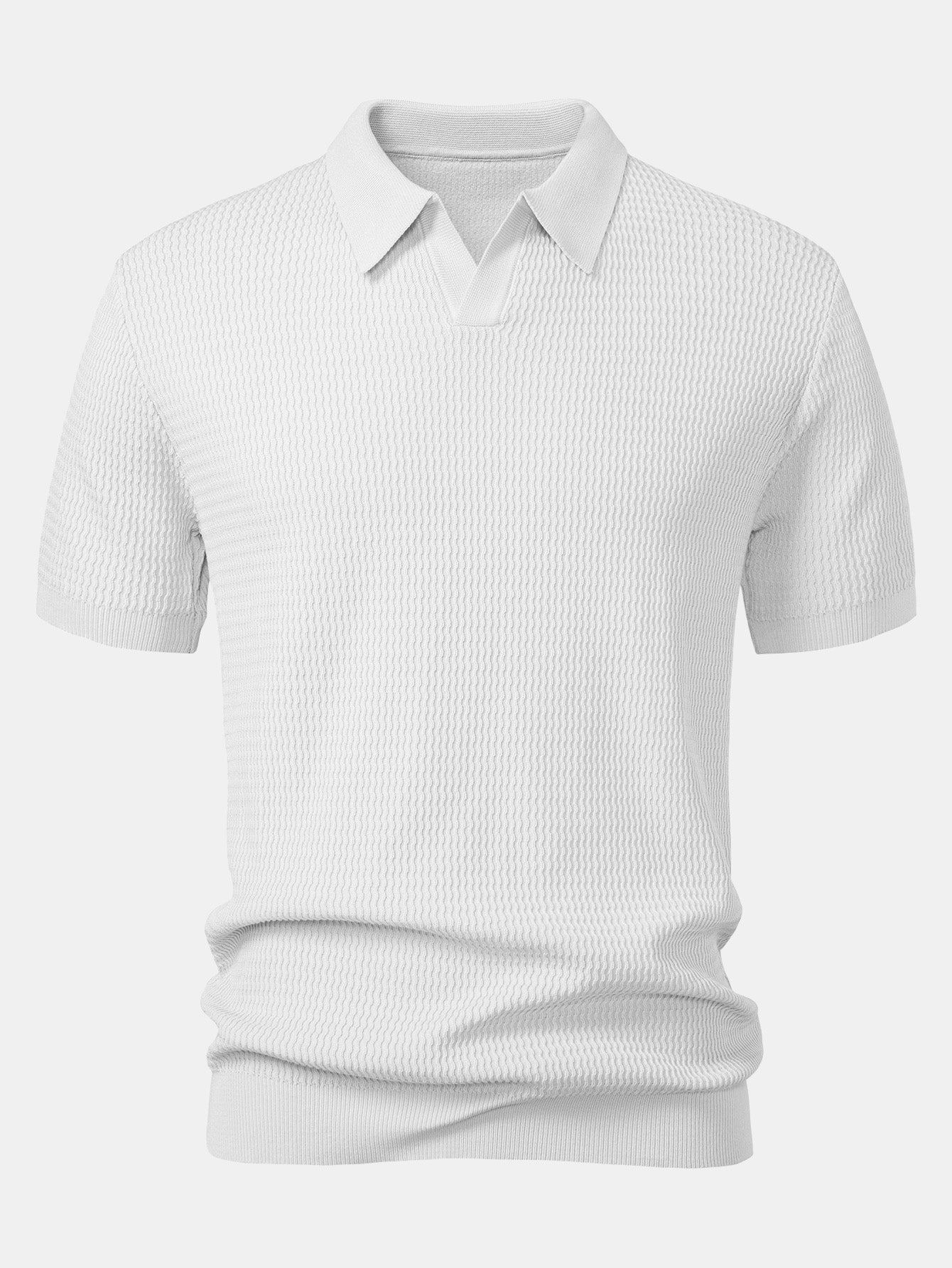 Polo de punto jacquard con cuello en V y pantalones ajustados de corte cónico