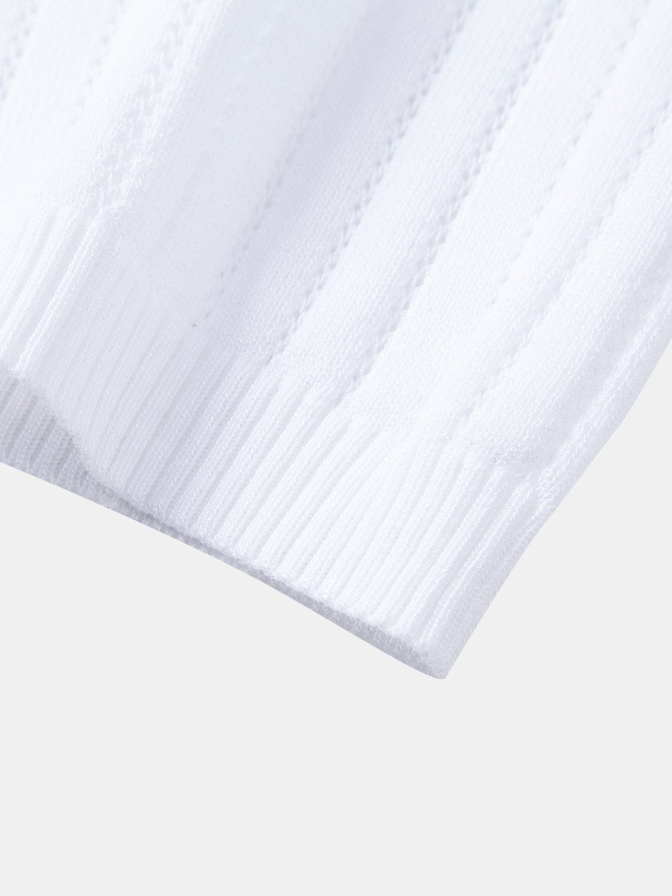 Stripe V Neck Open Knit T-Shirt