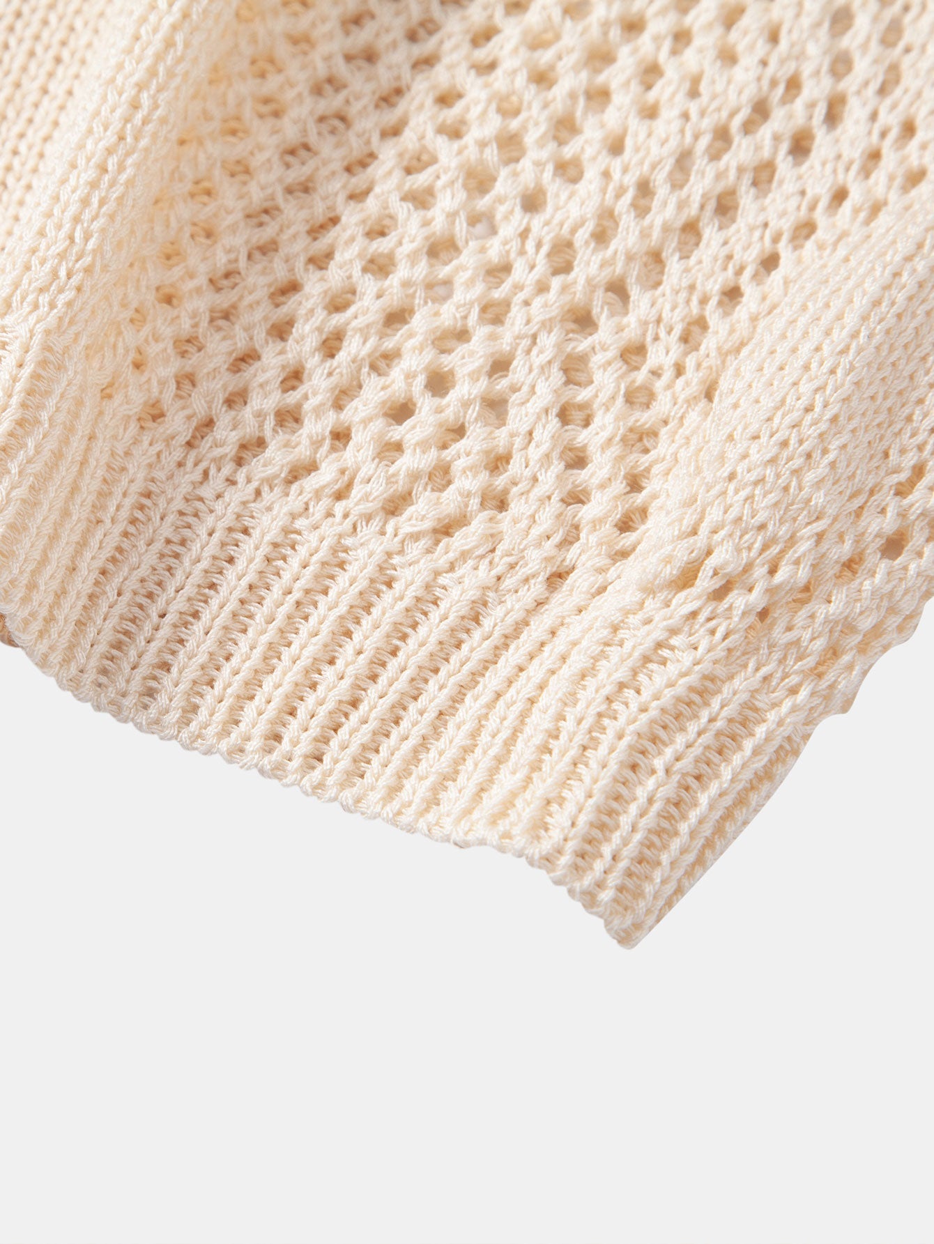 Relax Fit Geometry Crochet V Neck Knit Polo