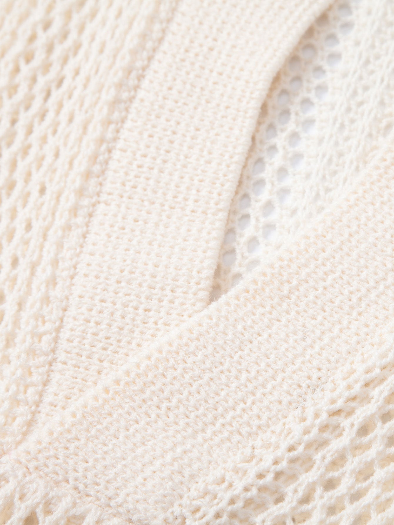 Relax Fit Crochet V Neck Knit Polo