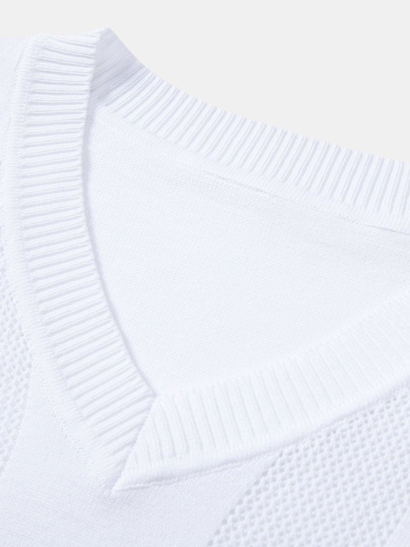Open Knit Stripe V Neck T-Shirt