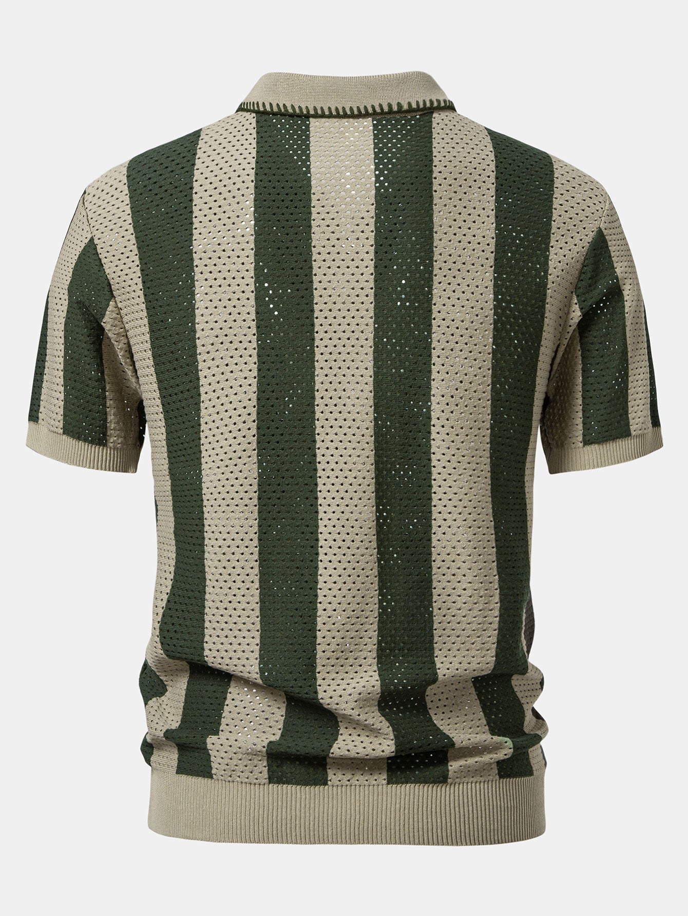Camisa Polo de punto con ojales a rayas y cremallera