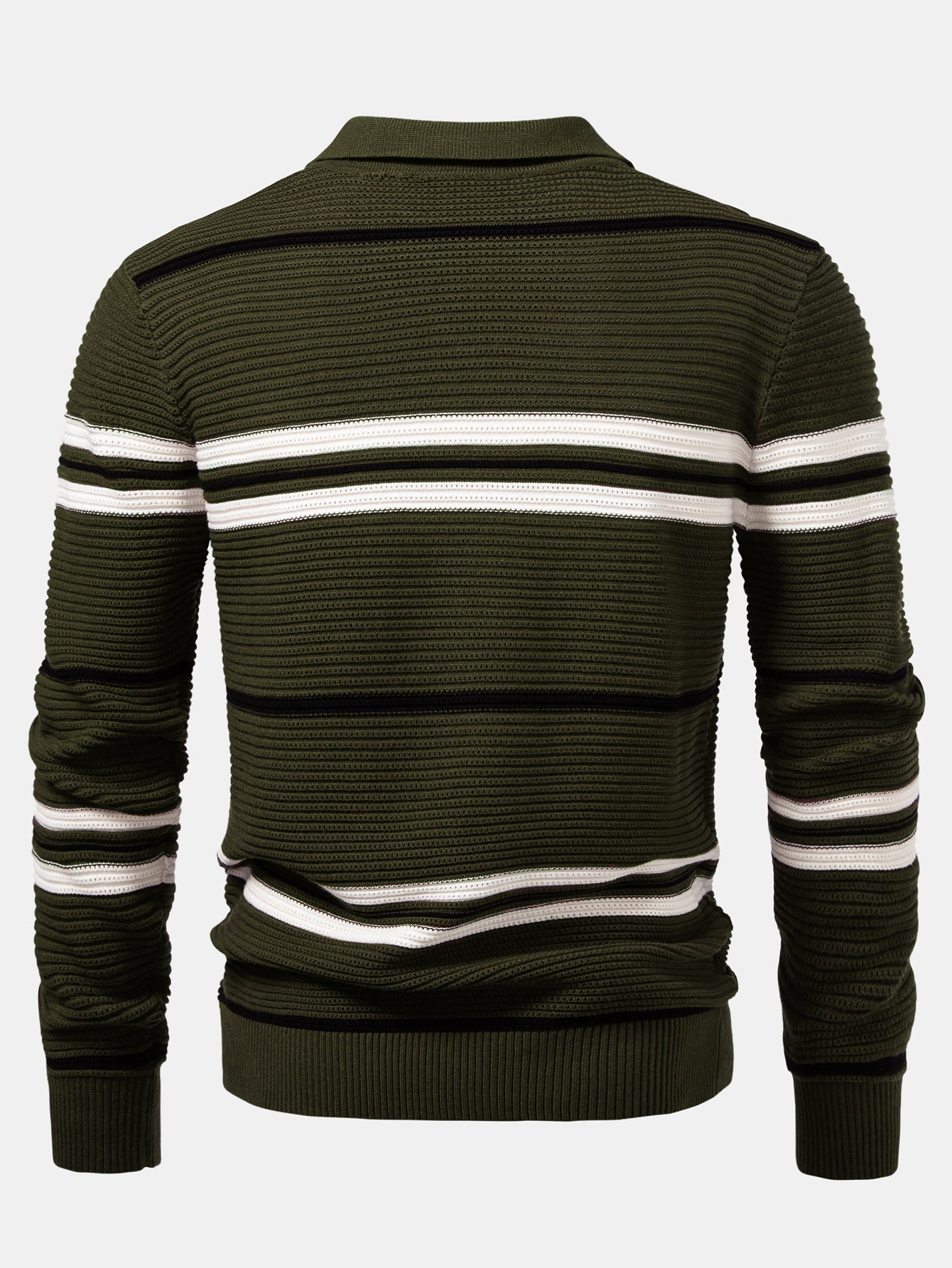 Camisa Polo de Punto Texturizado a Rayas con Cremallera