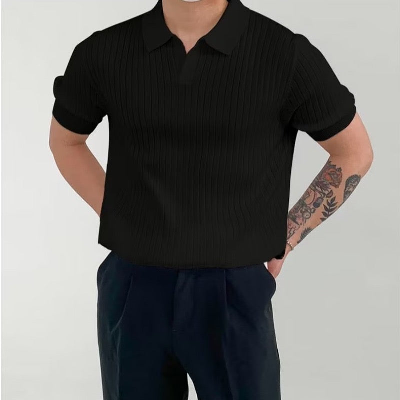 Polo Casual Cuello Pico — Negro
