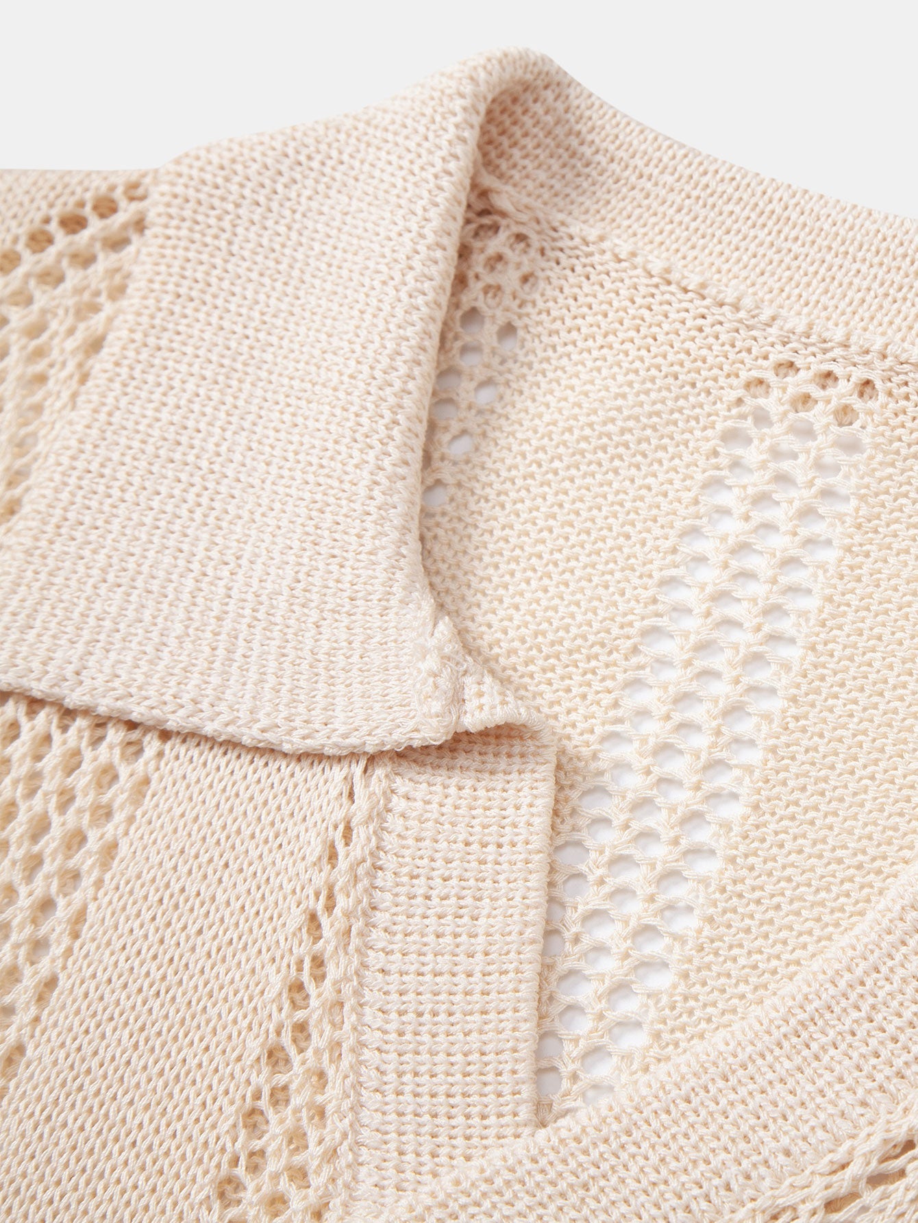 Relax Fit Geometry Crochet V Neck Knit Polo