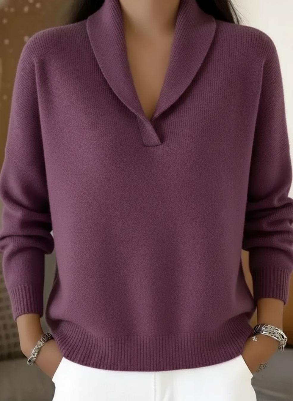 Jersey de cuello de pico – Morado