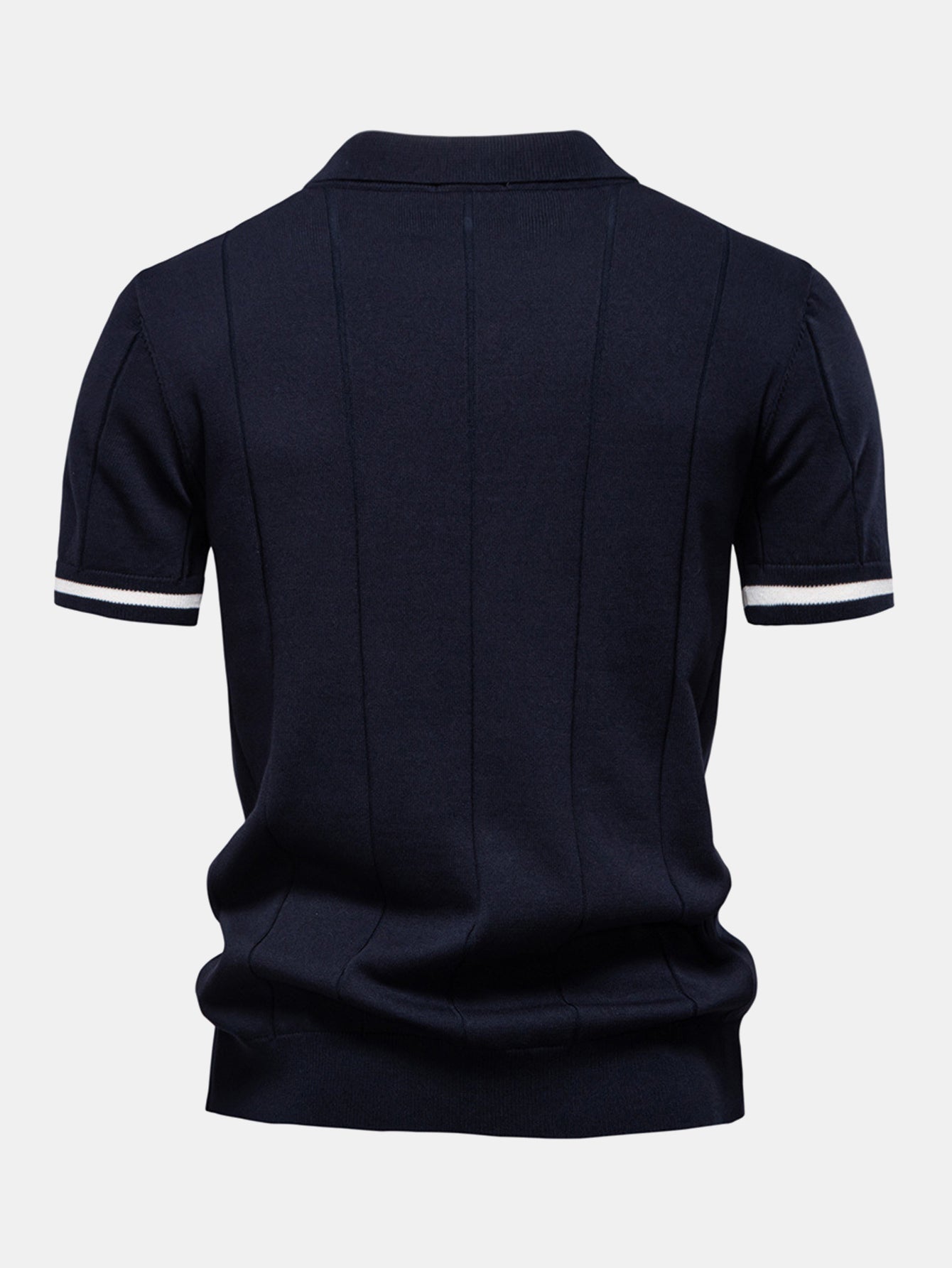 Polo de punto con cremallera y ribete en contraste & Pantalones ajustados de corte cónico