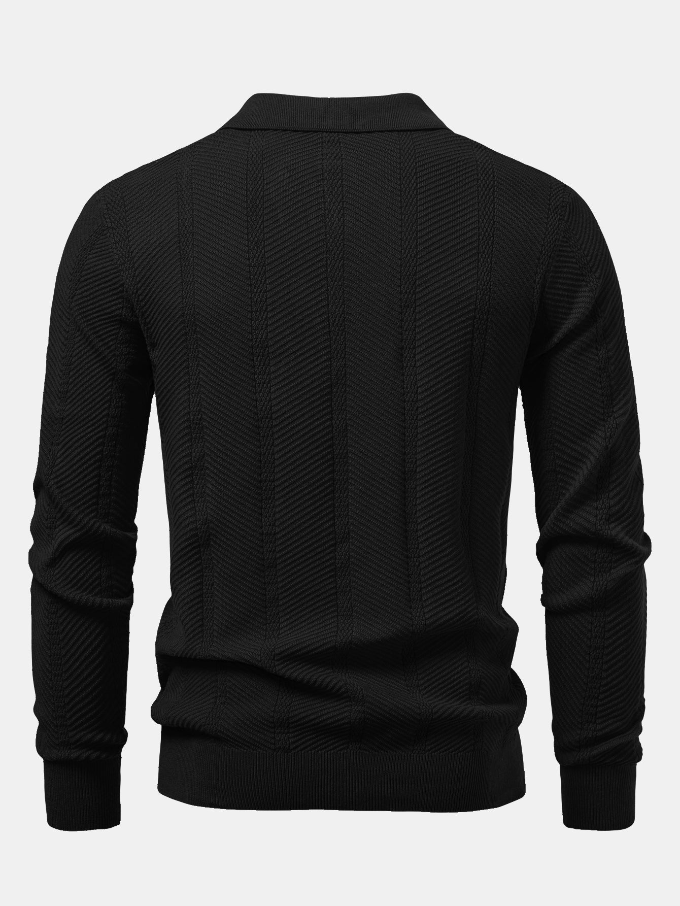 Camisa Polo de punto con cuello en V y rayas de manga larga