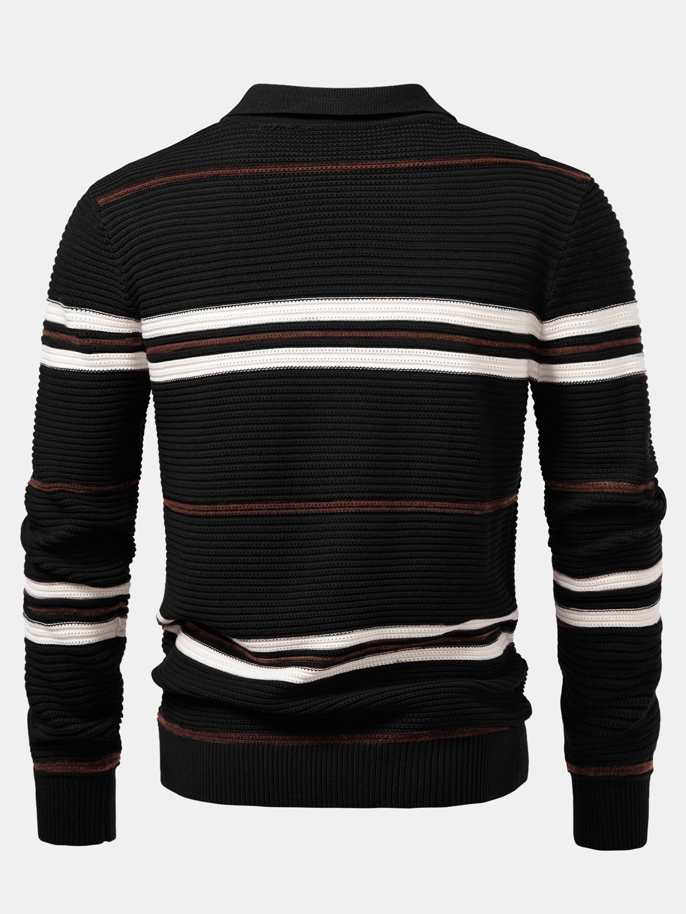 Camisa Polo de Punto Texturizado a Rayas con Cremallera