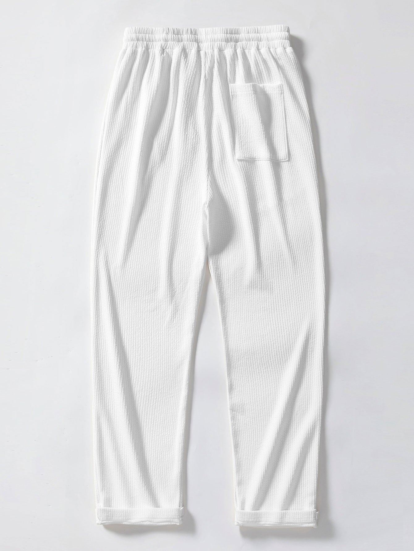 Camisa Polo de Punto Jacquard Stripe y Pantalones de Pierna Recta con Ribete Acanalado