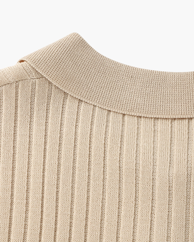 Polo Casual Cuello Pico — Beige