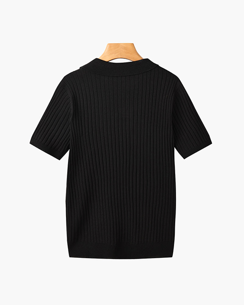 Polo Casual Cuello Pico — Negro