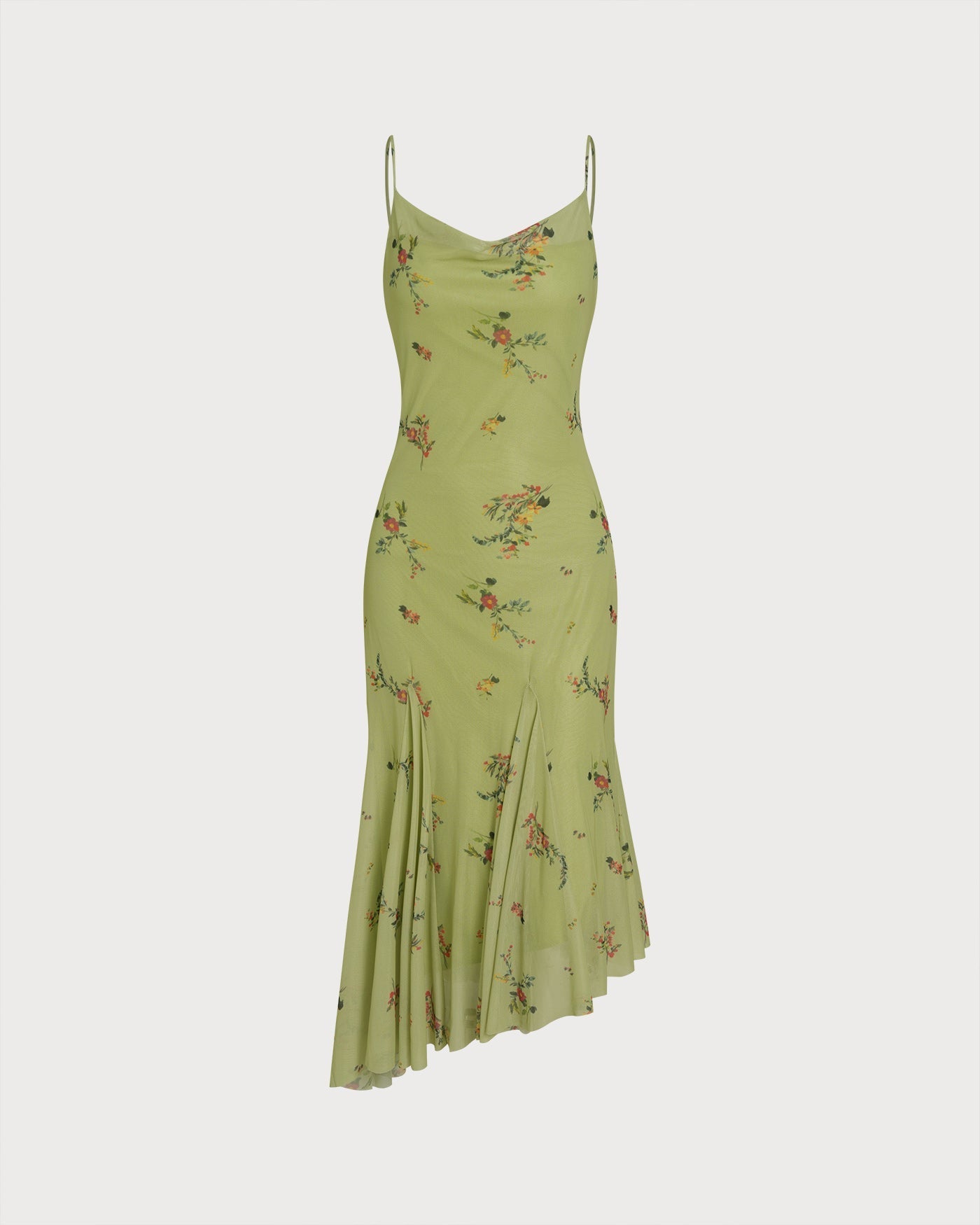 Vestido Midi Floral Texturizado — Verde