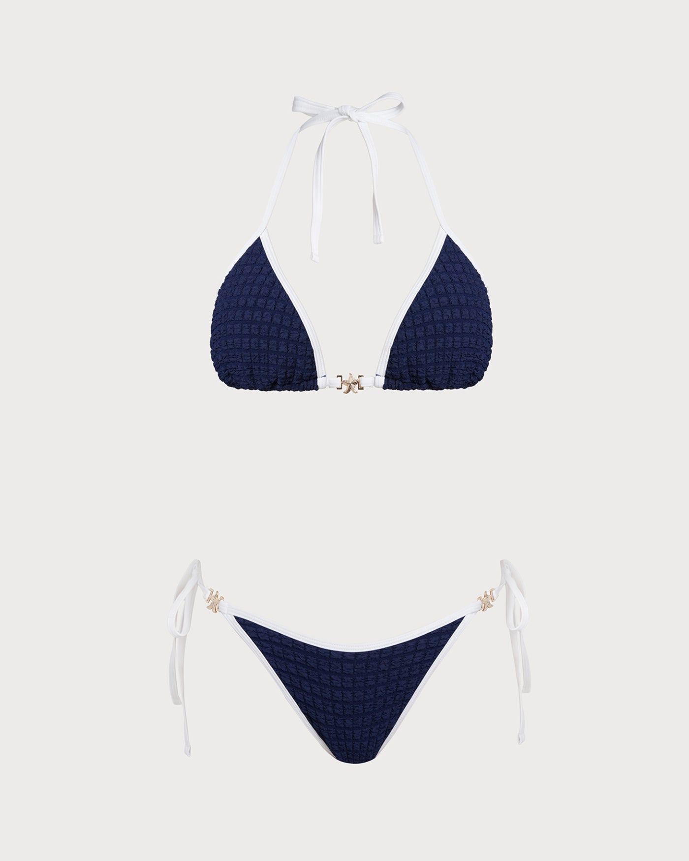 Bikini Halter en Contraste — Azul
