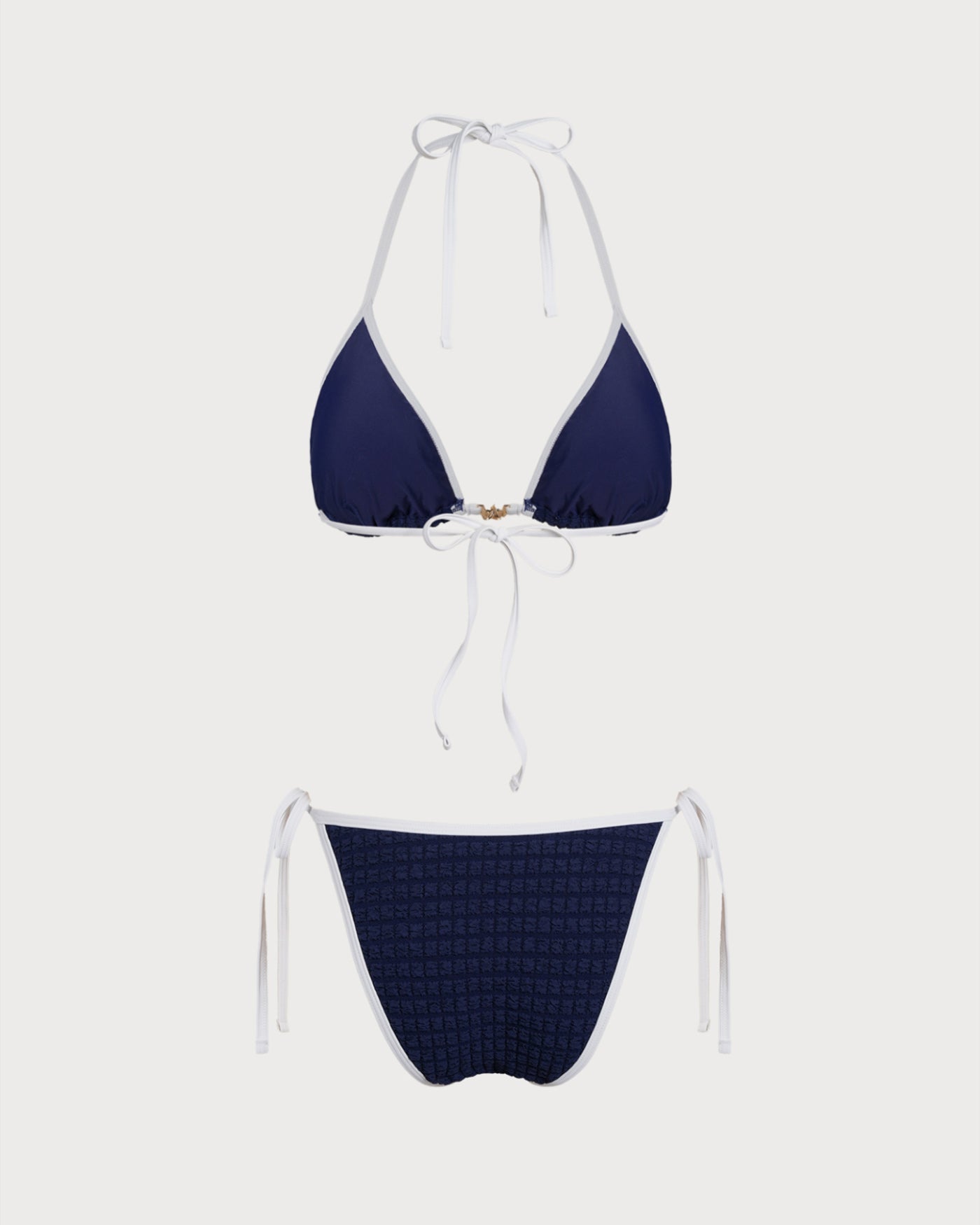 Bikini Halter en Contraste — Azul