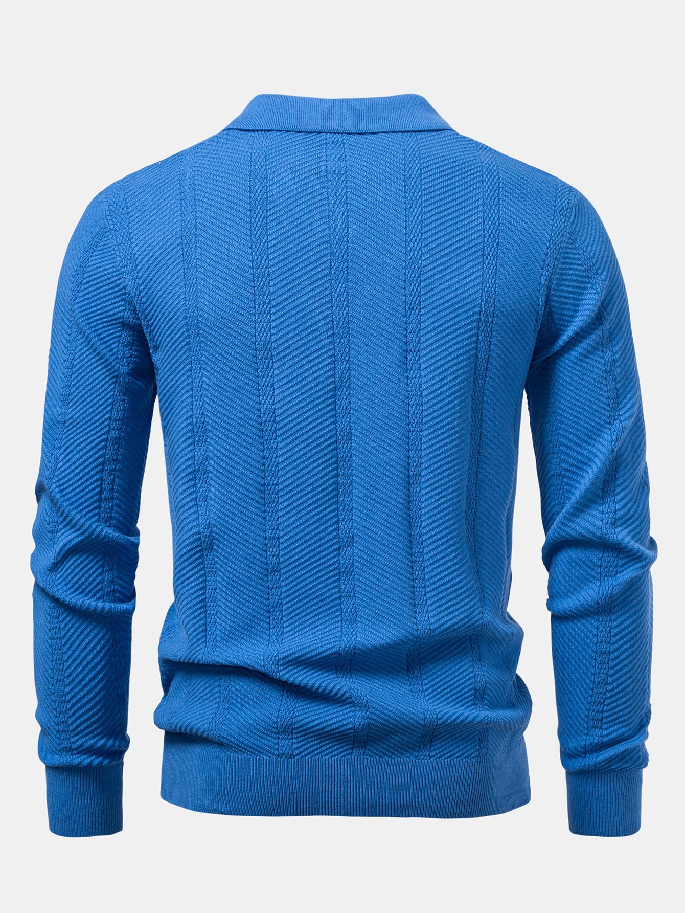 Camisa Polo de punto con cuello en V y rayas de manga larga