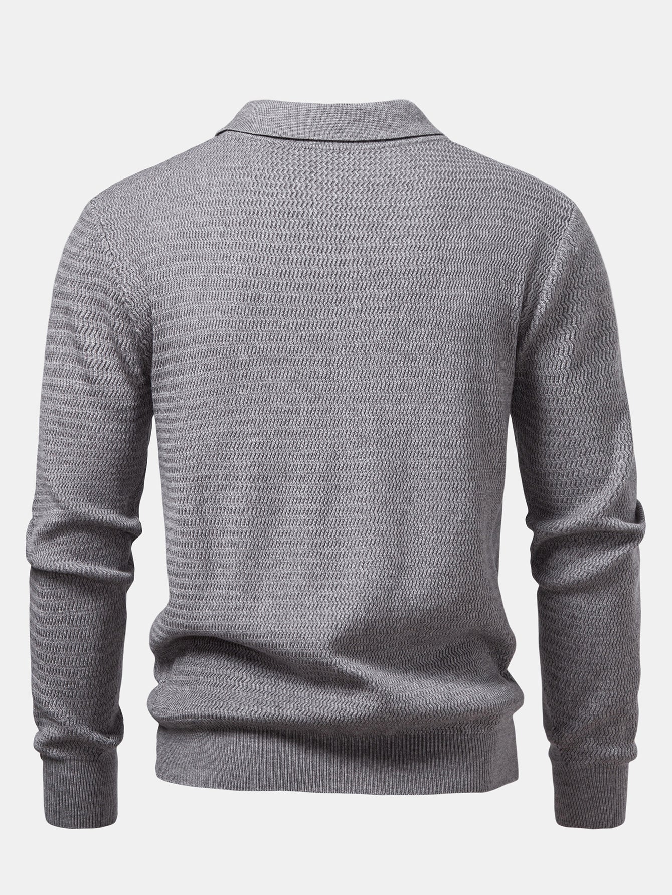 Camisa Polo de punto con cuello en V y jacquard de ondas de manga larga