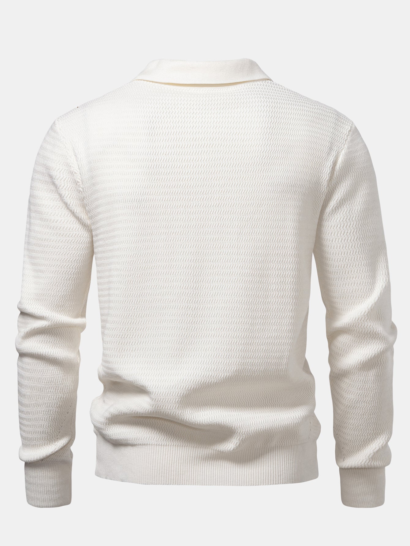 Camisa Polo de punto con cuello en V y jacquard de ondas de manga larga