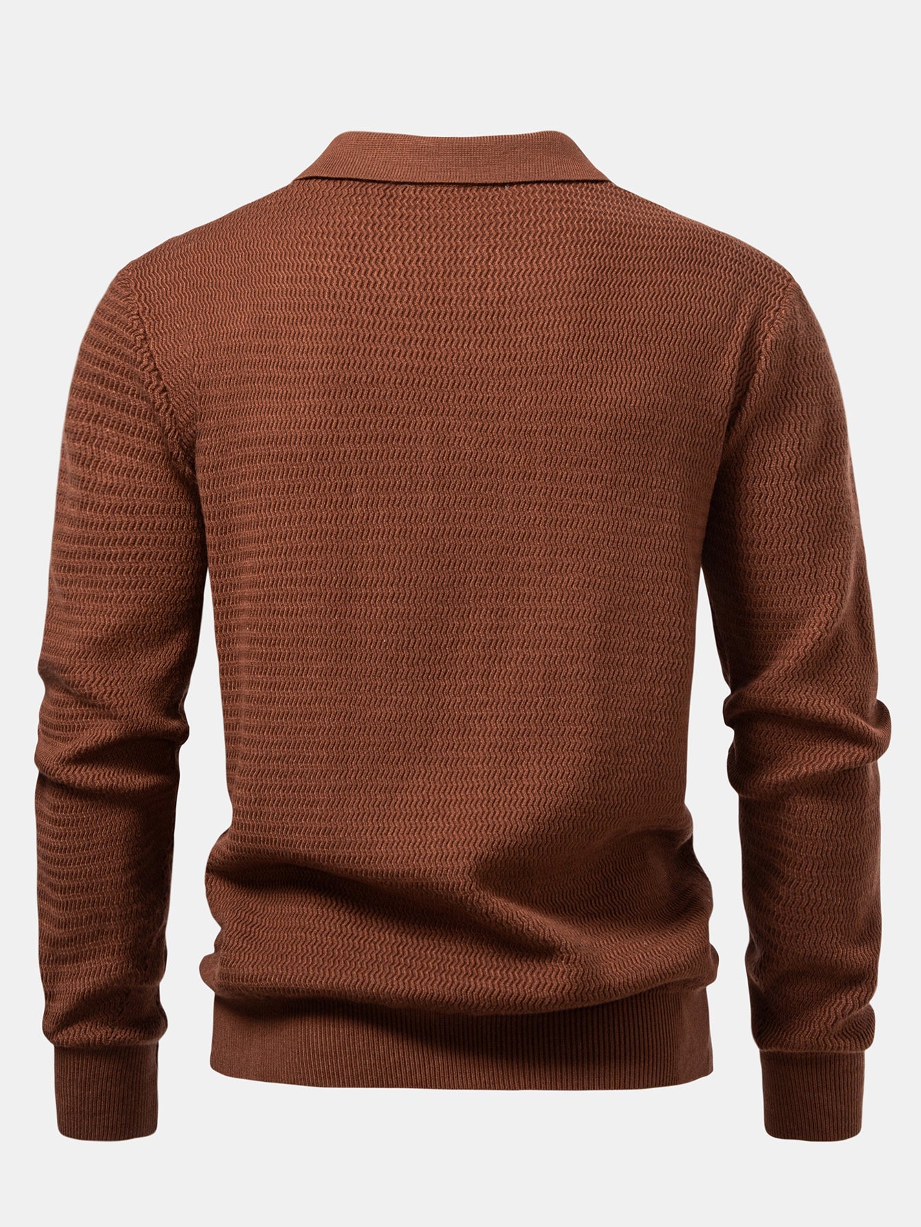 Camisa Polo de punto con cuello en V y jacquard de ondas de manga larga