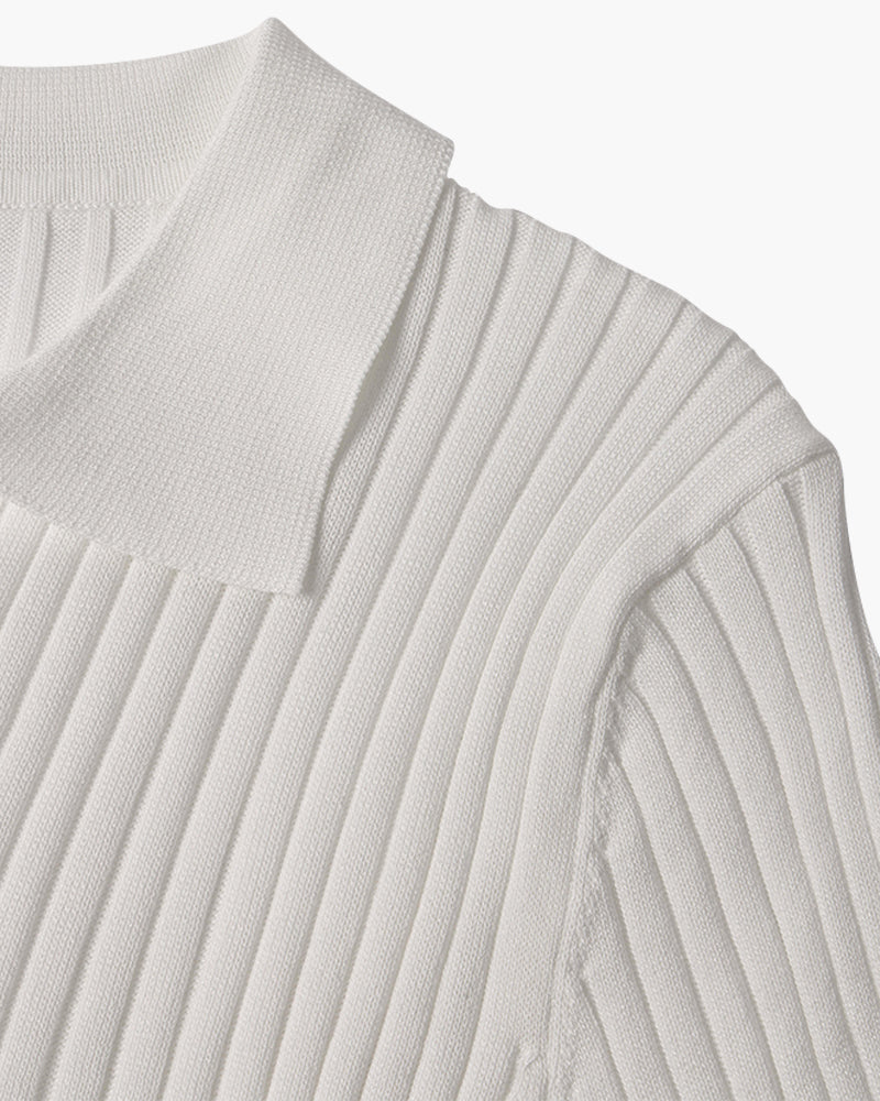 Polo Casual Cuello Pico — Blanco