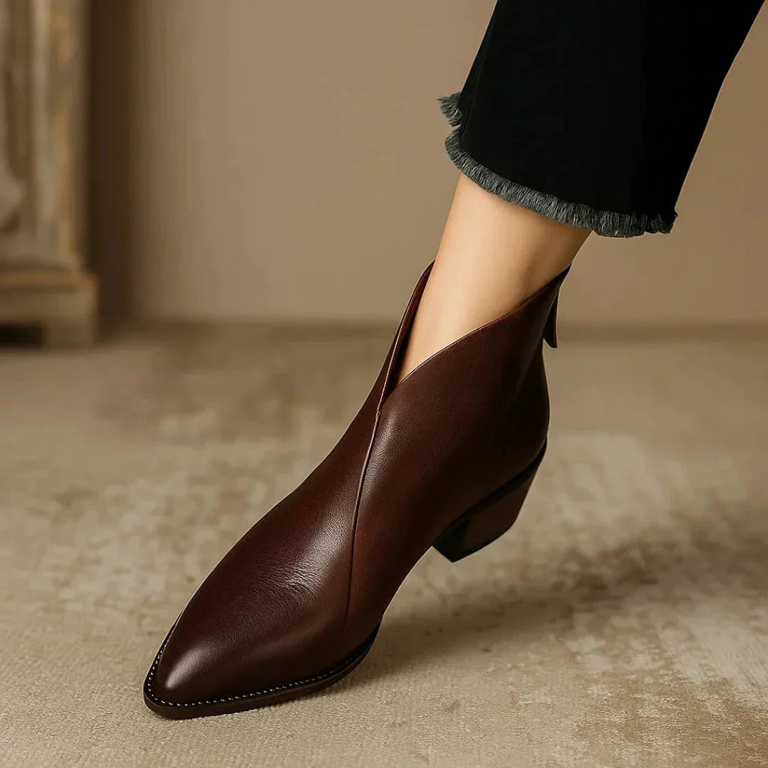 Botines cómodos de piel – Marrón