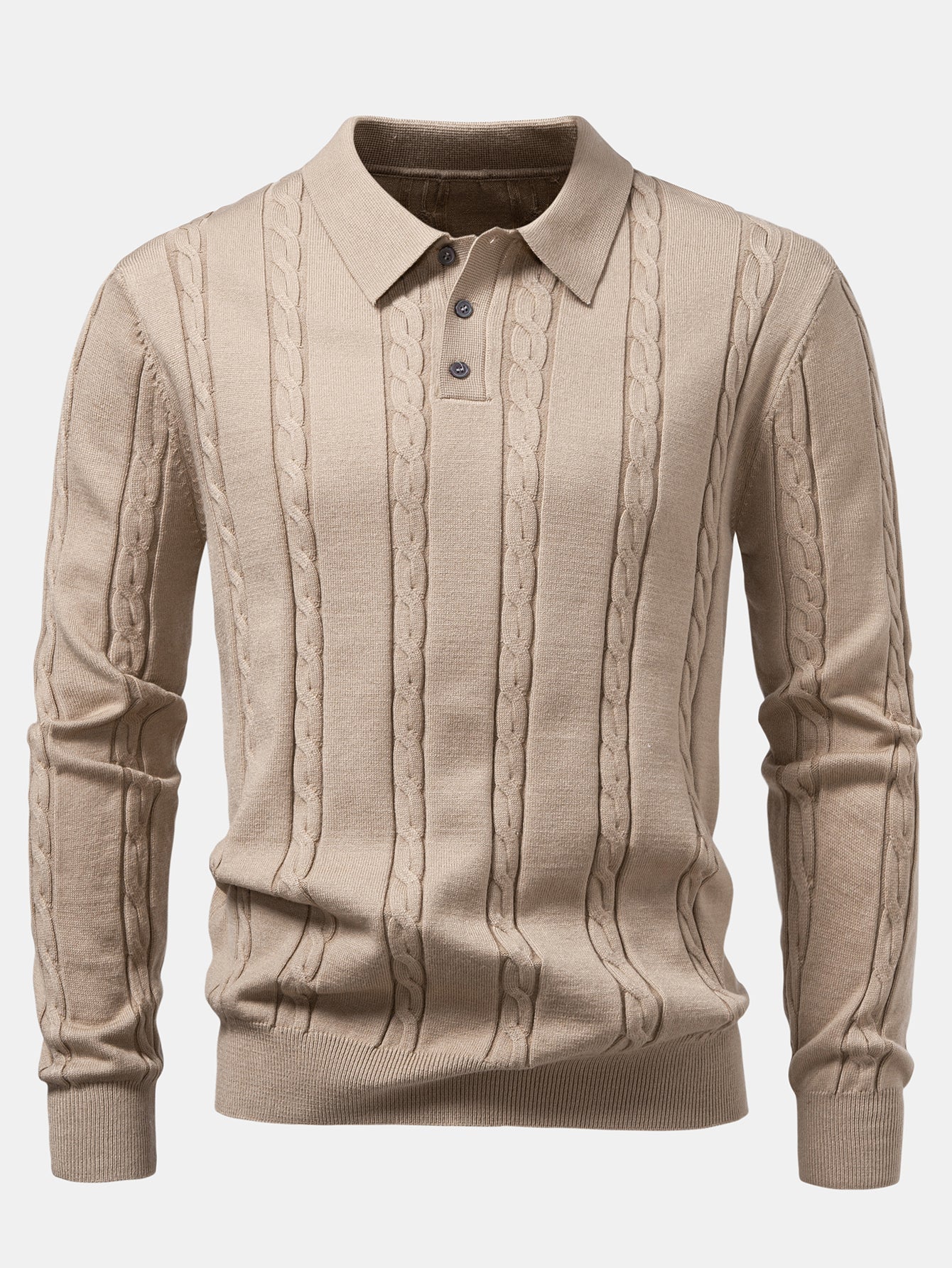 Camisa Polo de punto retorcido de manga larga