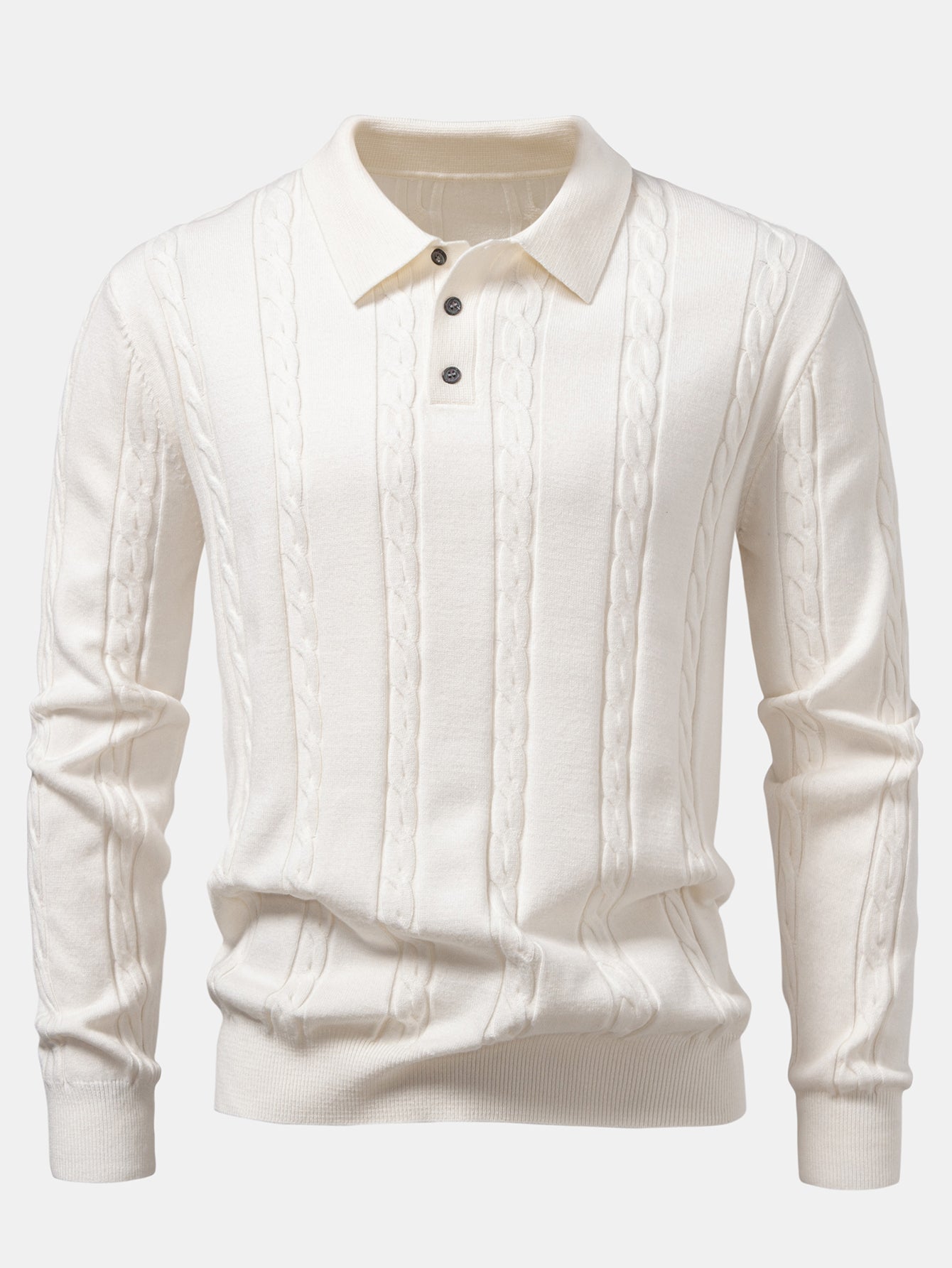 Camisa Polo de punto retorcido de manga larga