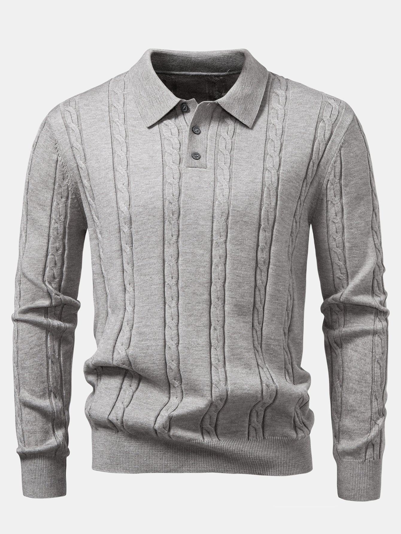 Camisa Polo de punto retorcido de manga larga