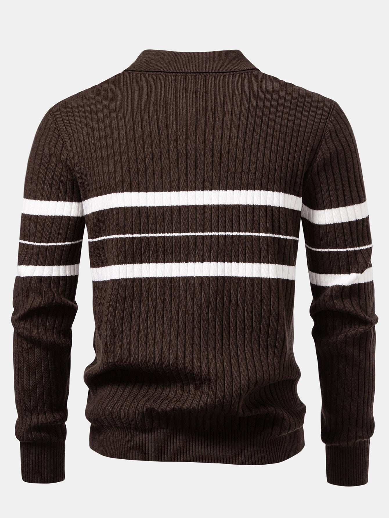 Camisa Polo de Punto a Rayas con Cuello de Canalé