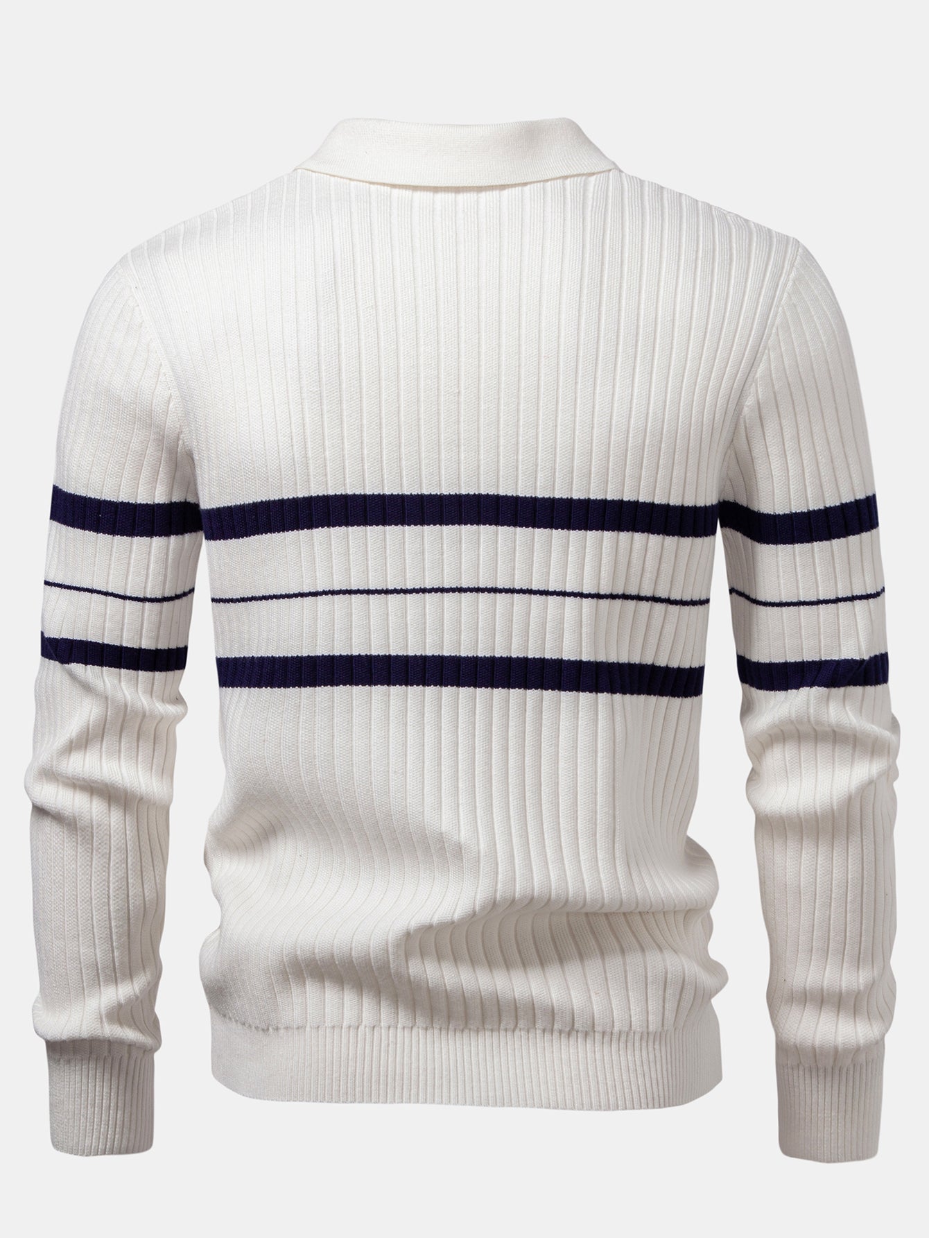 Camisa Polo de Punto a Rayas con Cuello de Canalé