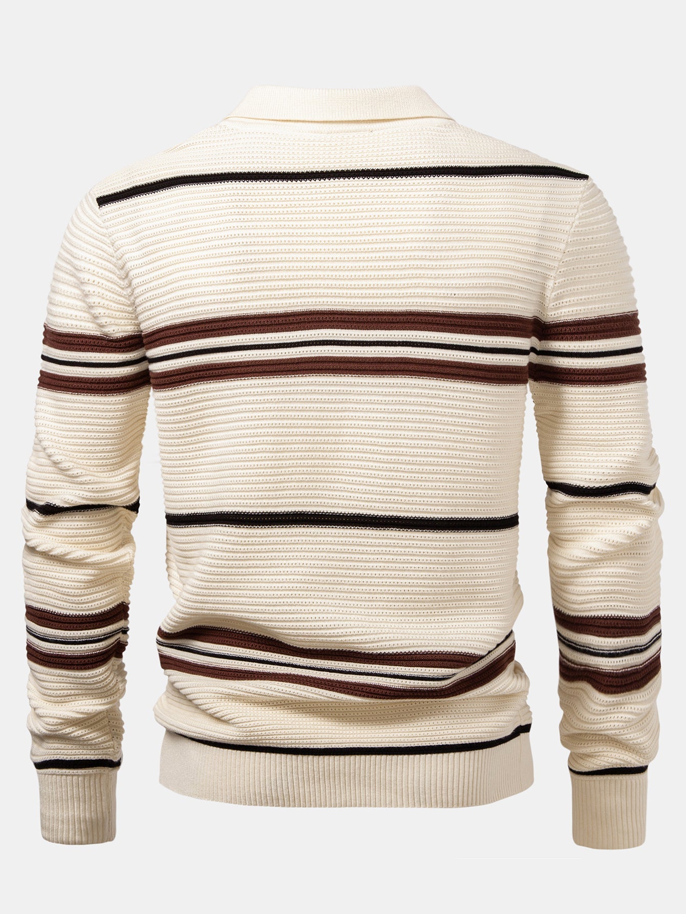 Camisa Polo de Punto Texturizado a Rayas con Cremallera