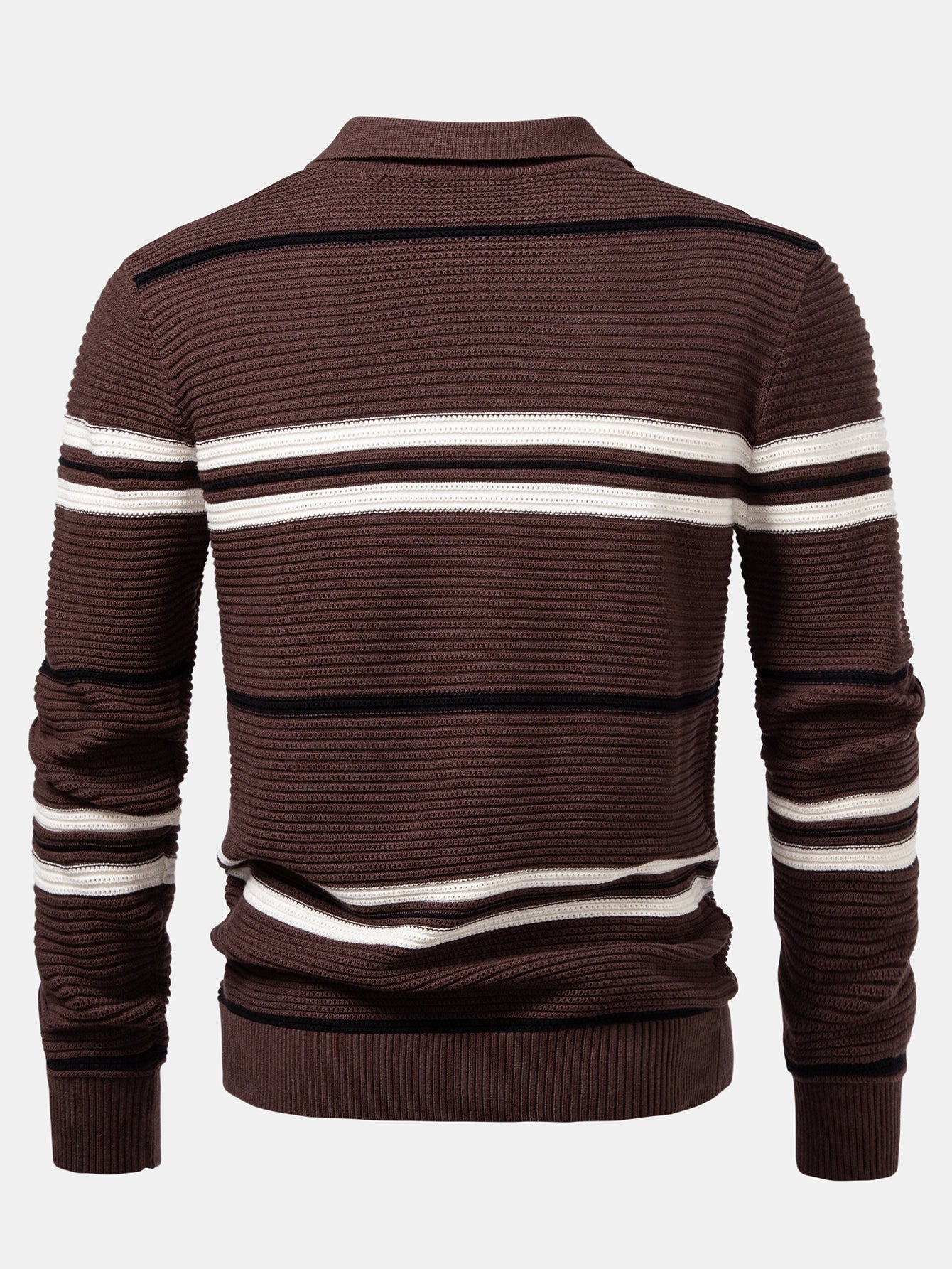 Camisa Polo de Punto Texturizado a Rayas con Cremallera