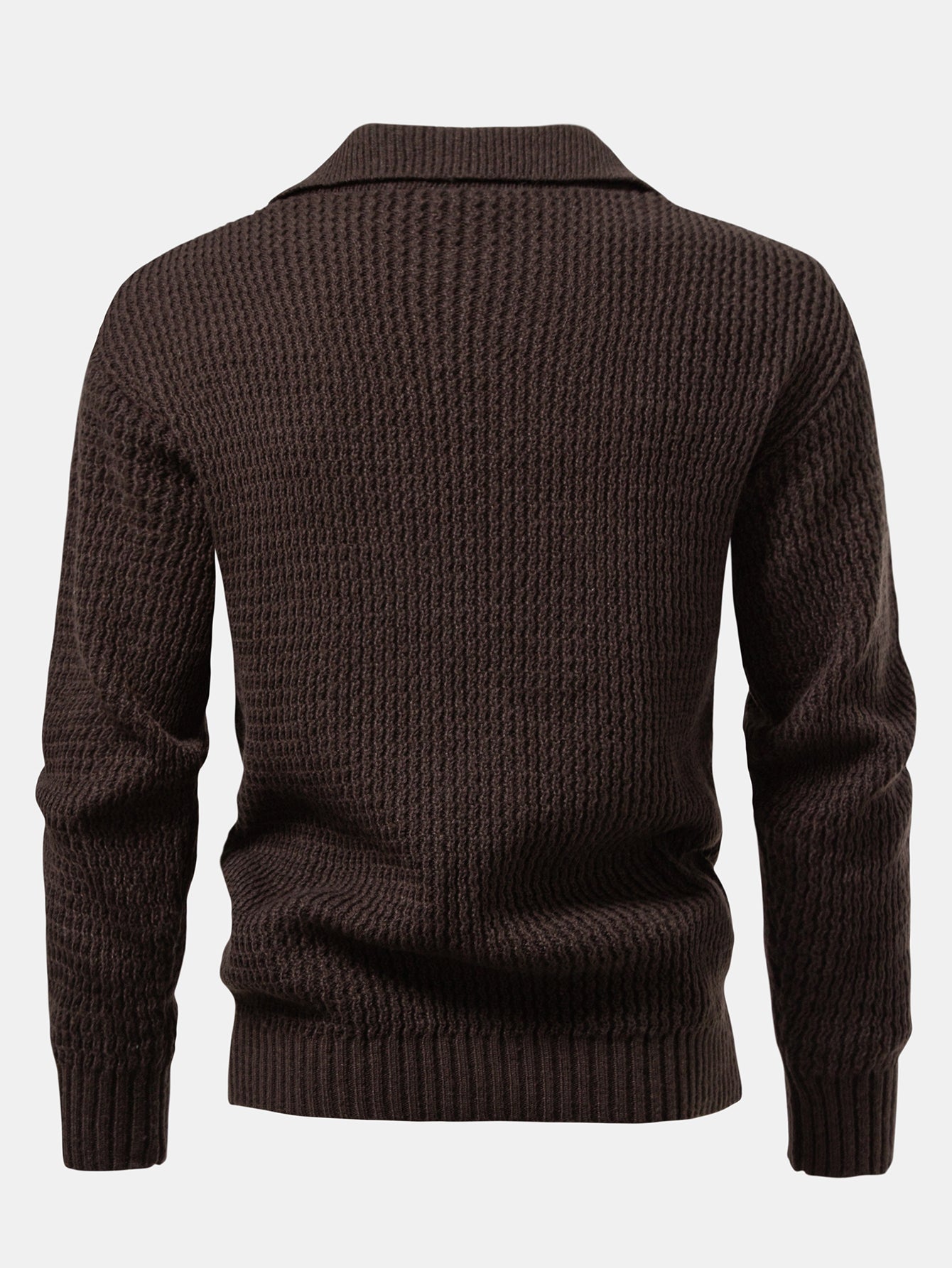 Camisa Polo de punto jacquard con ondas, manga larga y cuello en V