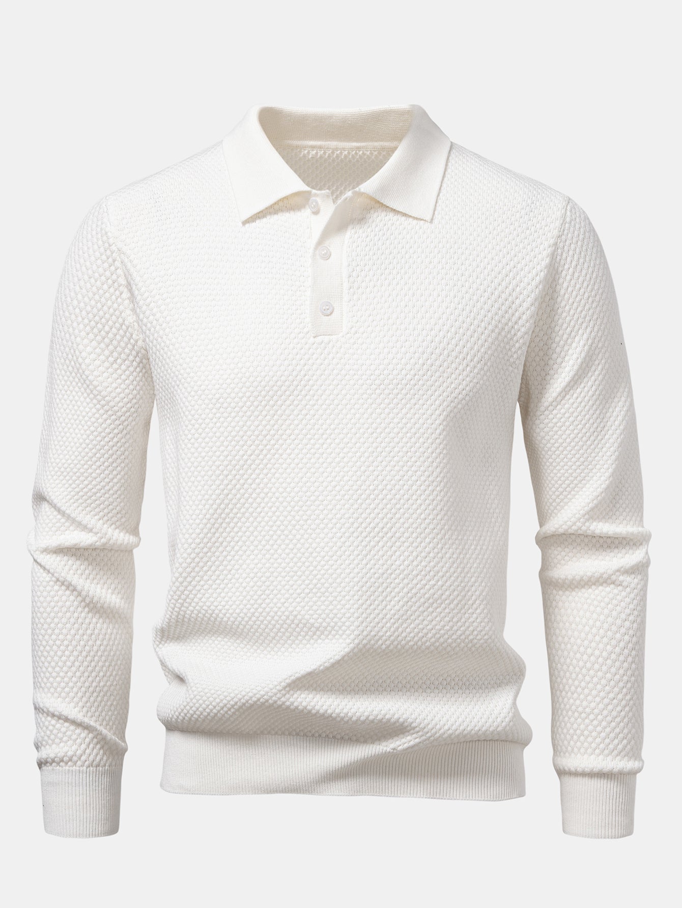 Camisa Polo de punto texturizado con piña de manga larga
