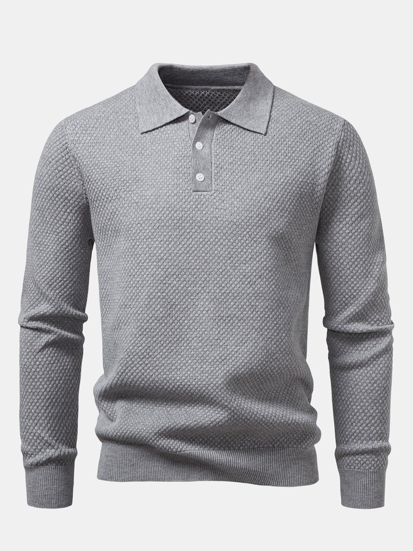Camisa Polo de punto texturizado con piña de manga larga