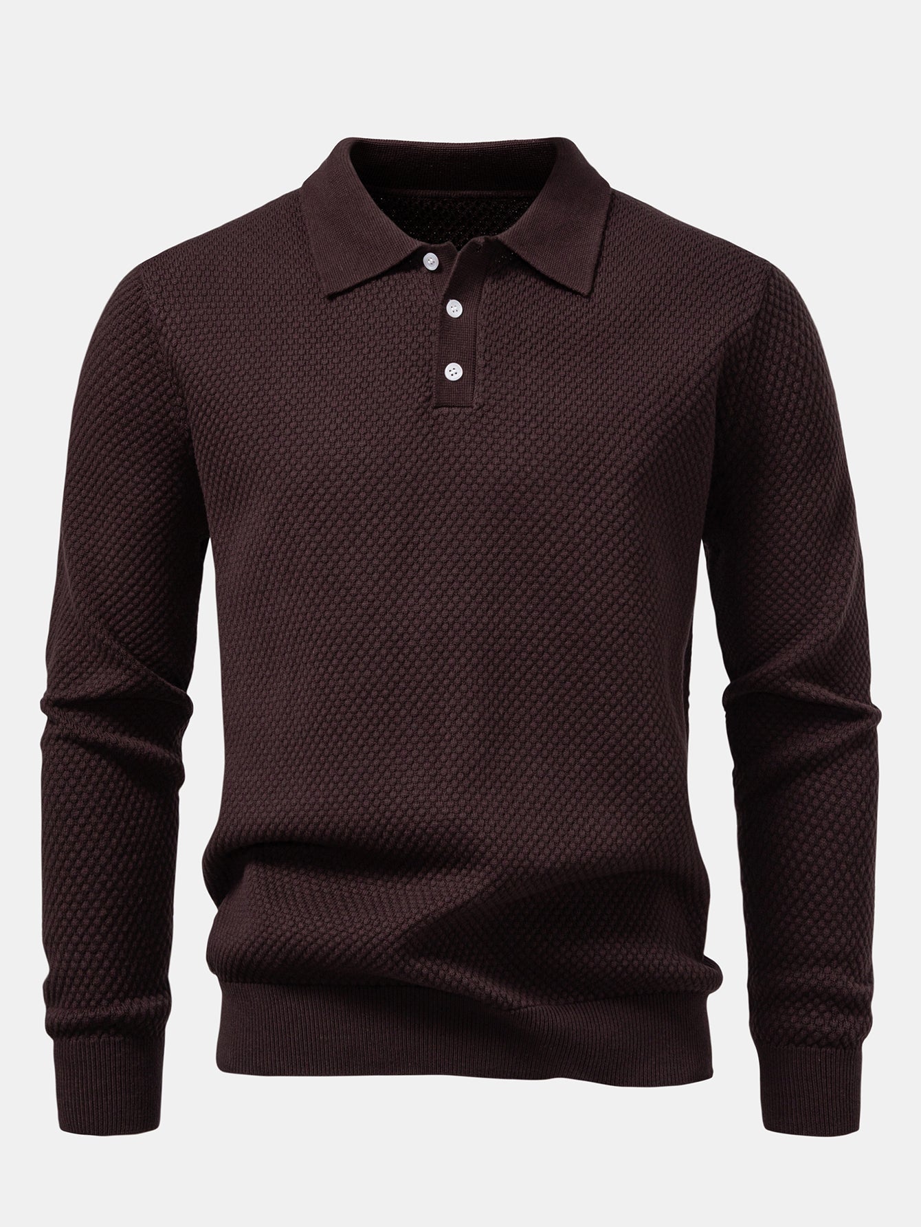 Camisa Polo de punto texturizado con piña de manga larga