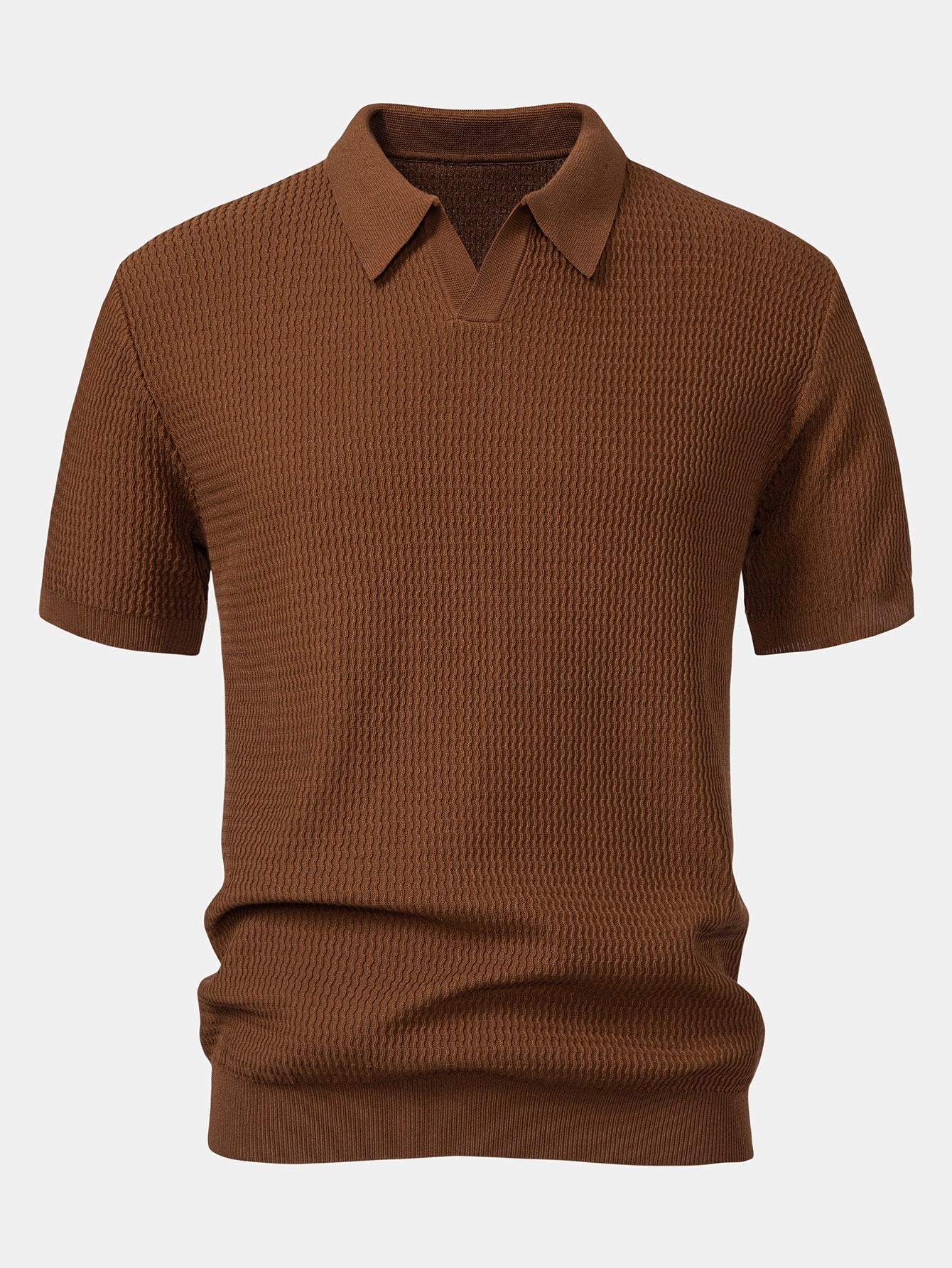 Polo de punto jacquard con cuello en V y pantalones ajustados de corte cónico